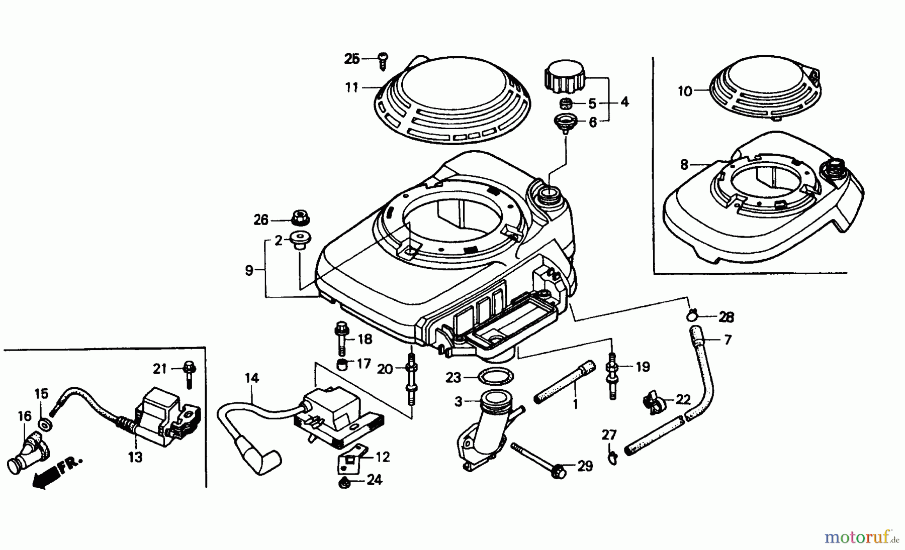  Wolf-Garten Benzinmotoren Honda GXV 140 2098060  (1998) Tank, Zündspule