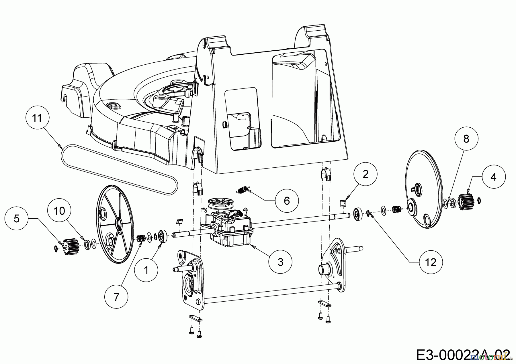  Wolf-Garten Motormäher mit Antrieb OMEGA1 53 B S 12A-ZA7F650 (2020) Getriebe, Keilriemen