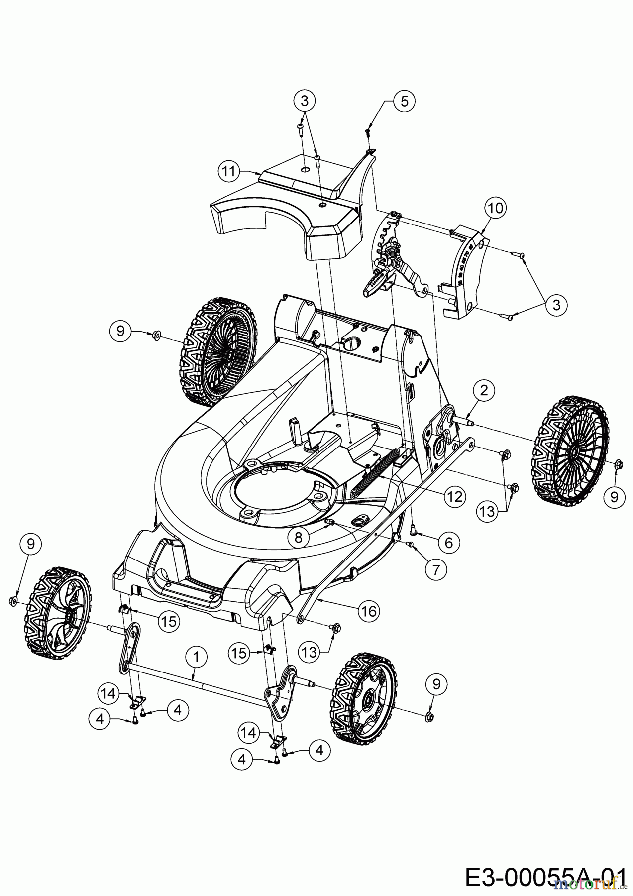  Wolf-Garten Motormäher mit Antrieb OMEGA2 53 B V 12AQZA7F650 (2020) Höhenverstellung