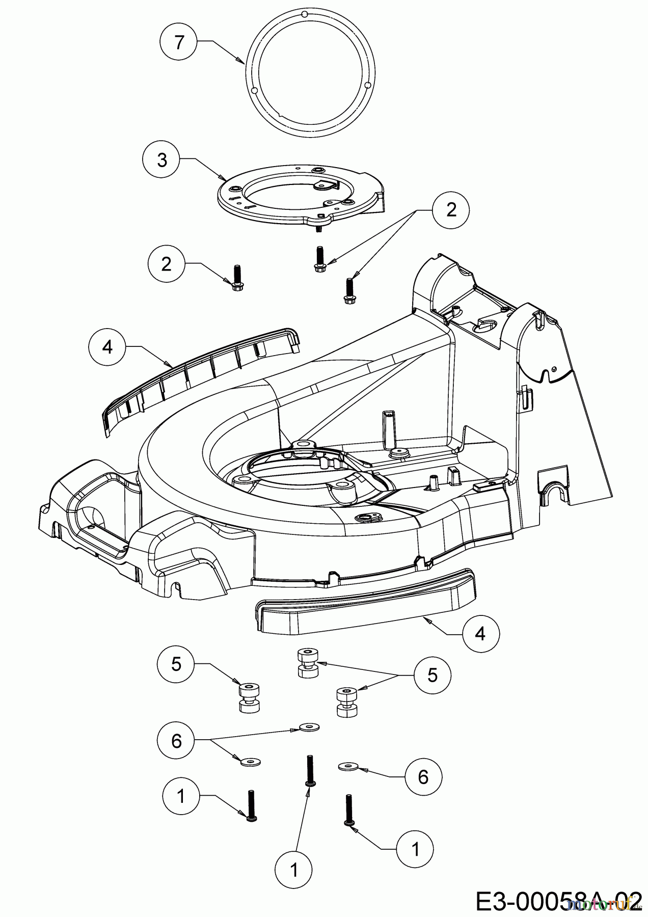  Wolf-Garten Motormäher mit Antrieb Expert 53 B S 12A-ZA7F650  (2018) Stoßdämpfer, Zwischenring Motor