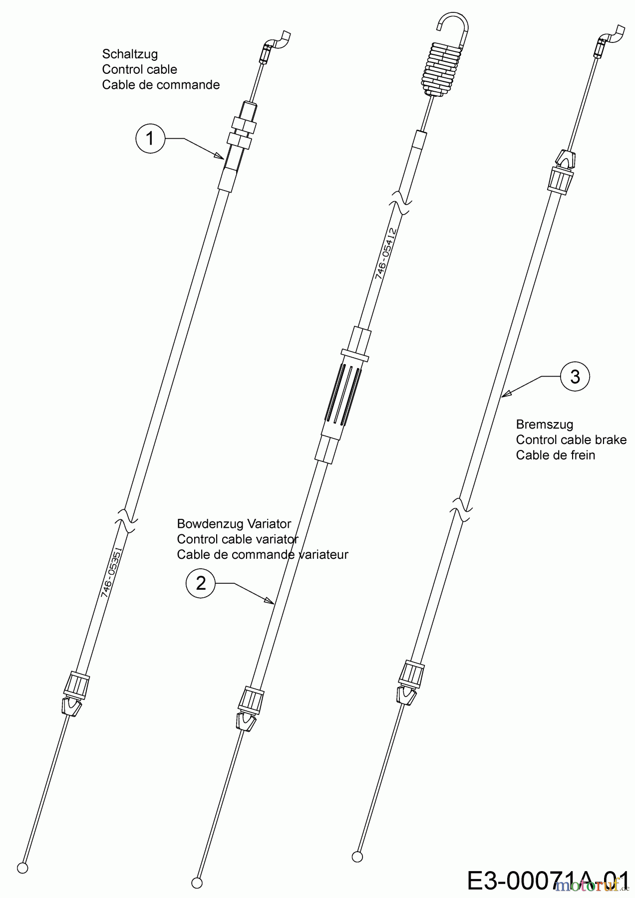  Wolf-Garten Motormäher mit Antrieb OMEGA2 53 B ES V 12ARZA9B650 (2020) Bowdenzüge