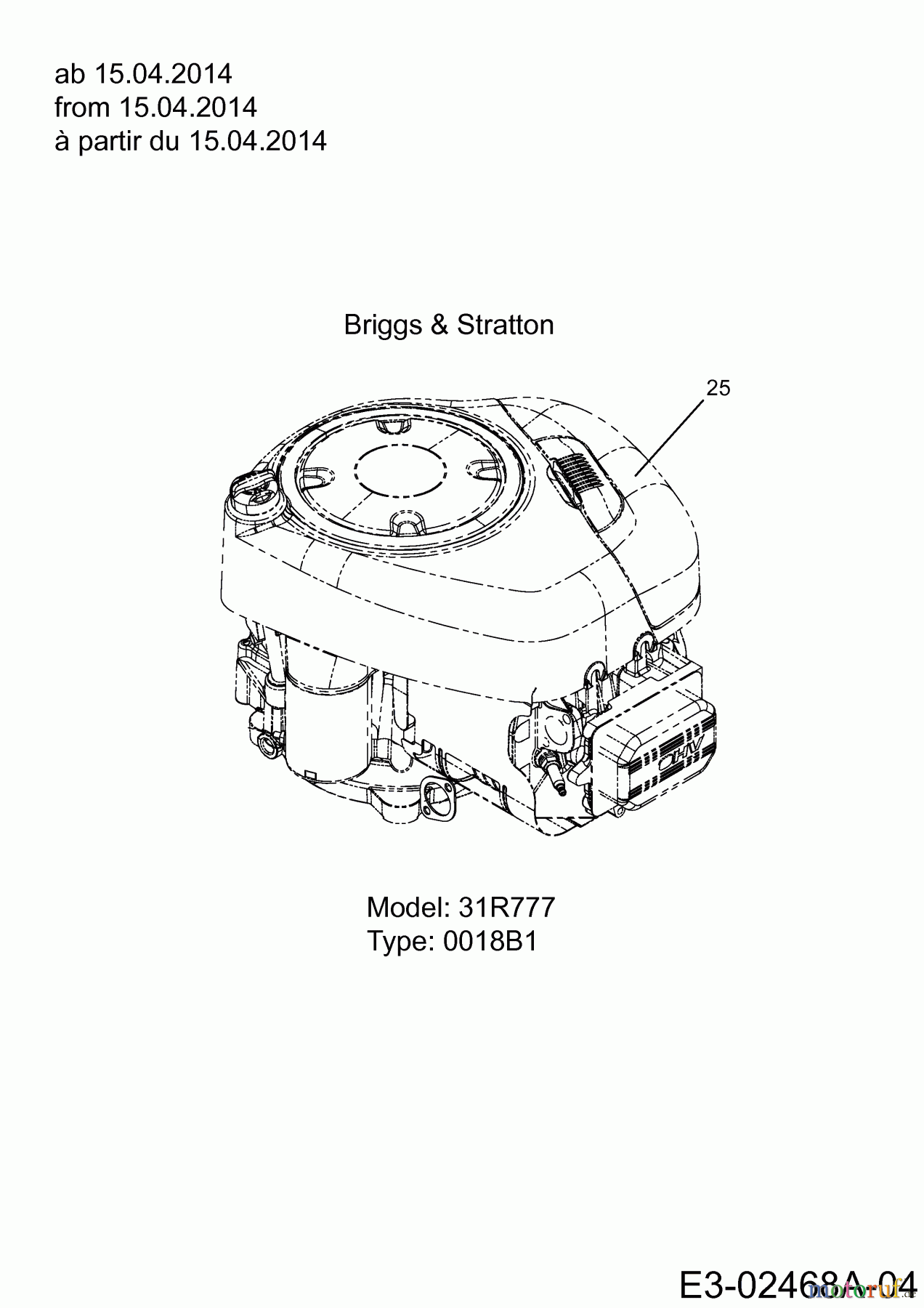  Wolf-Garten Rasentraktoren Expert 105.175 A 13HD90WN650  (2014) Motor Briggs & Stratton ab 15.04.2013