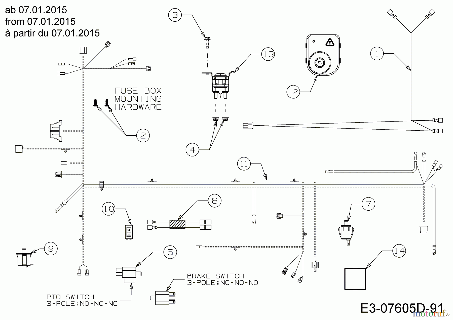 Wolf-Garten Rasentraktoren Expert 122.240 H 13II91WJ650  (2015) Elektroteile ab 07.01.2015