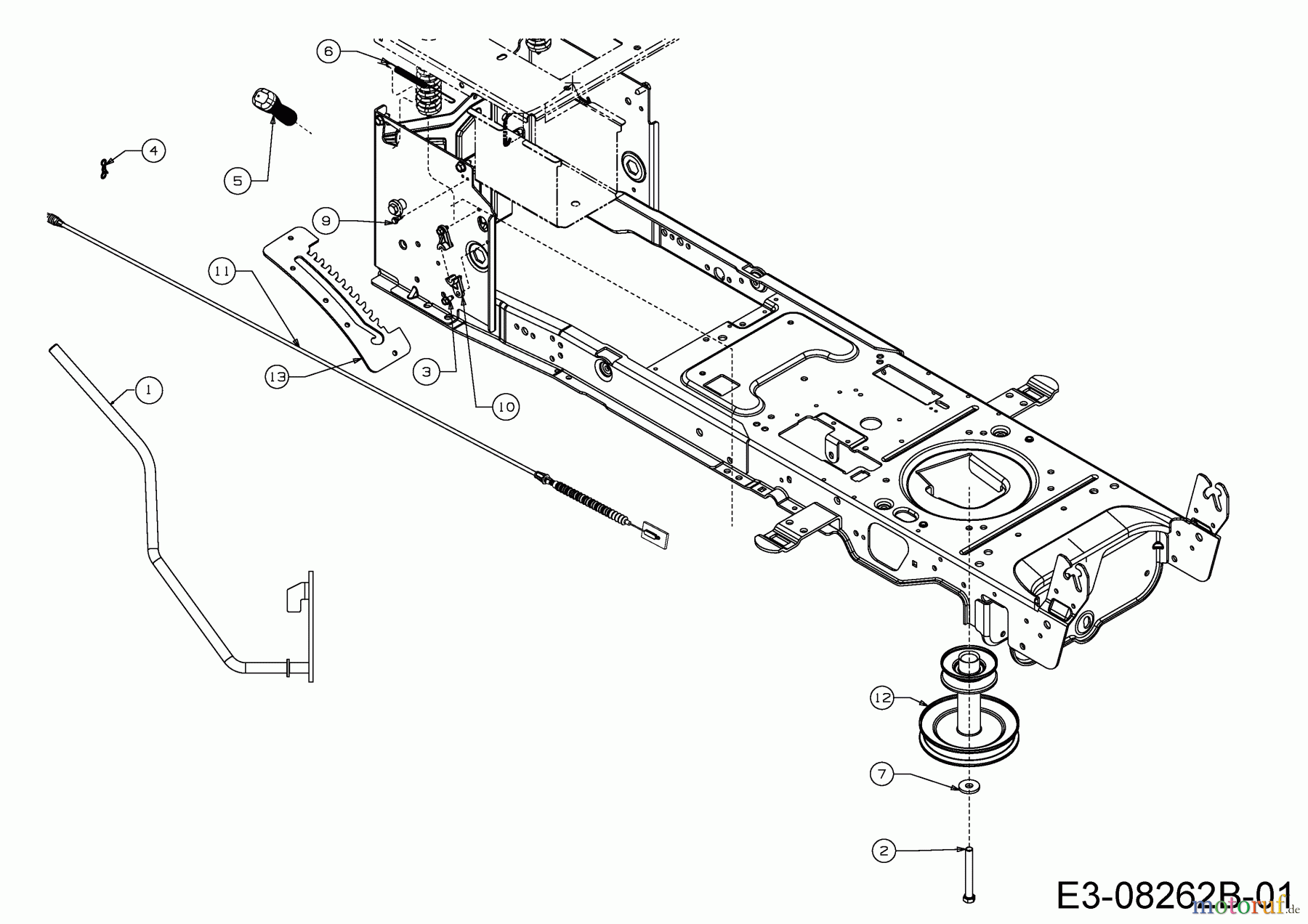  Wolf-Garten Rasentraktoren Expert 107.175 A 13BD90WG650  (2014) Mähwerkseinschaltung, Motorkeilriemenscheibe