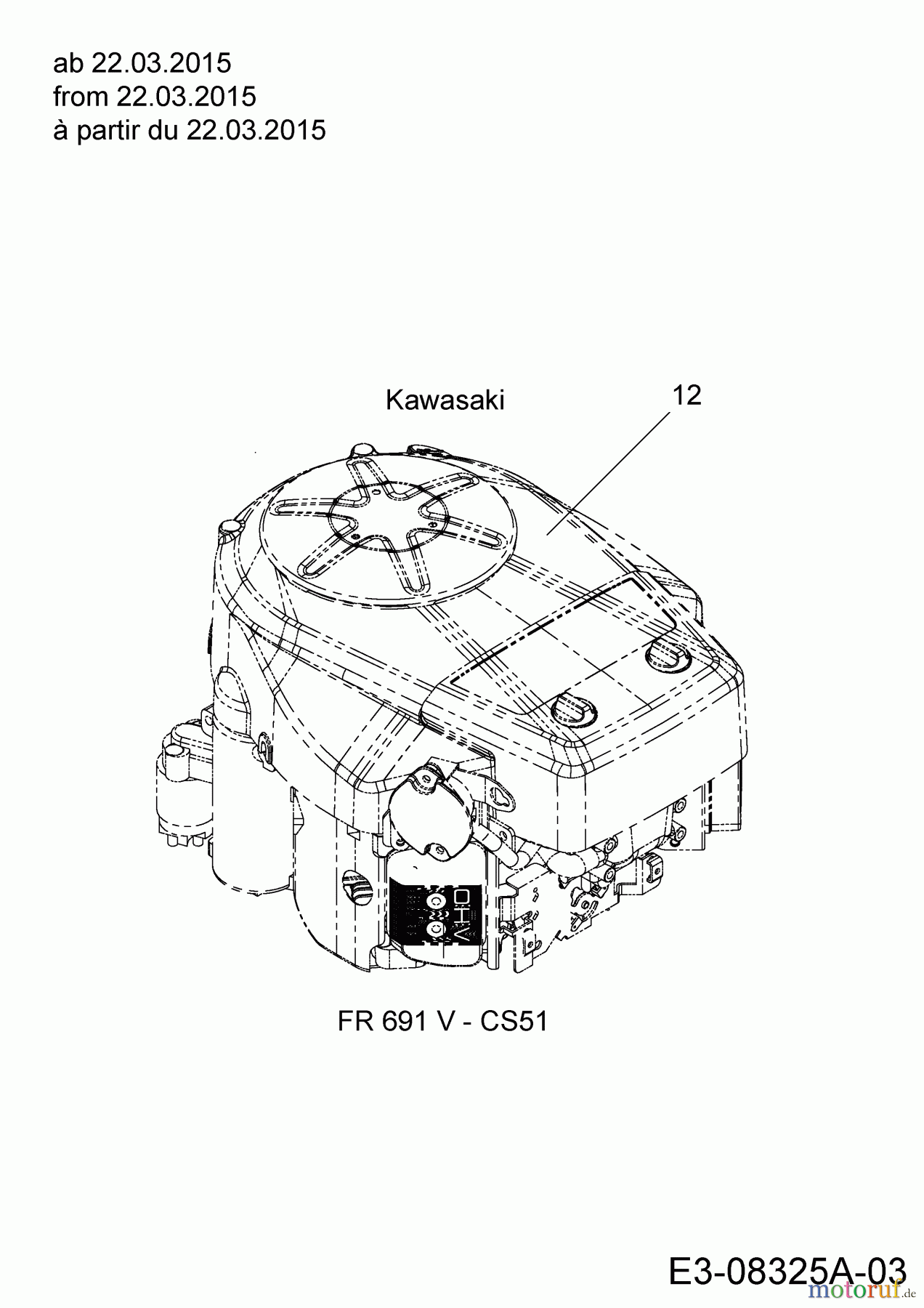  Wolf-Garten Rasentraktoren Expert 105.220 H 13HF91WN650  (2015) Motor Kawasaki ab 22.03.2015