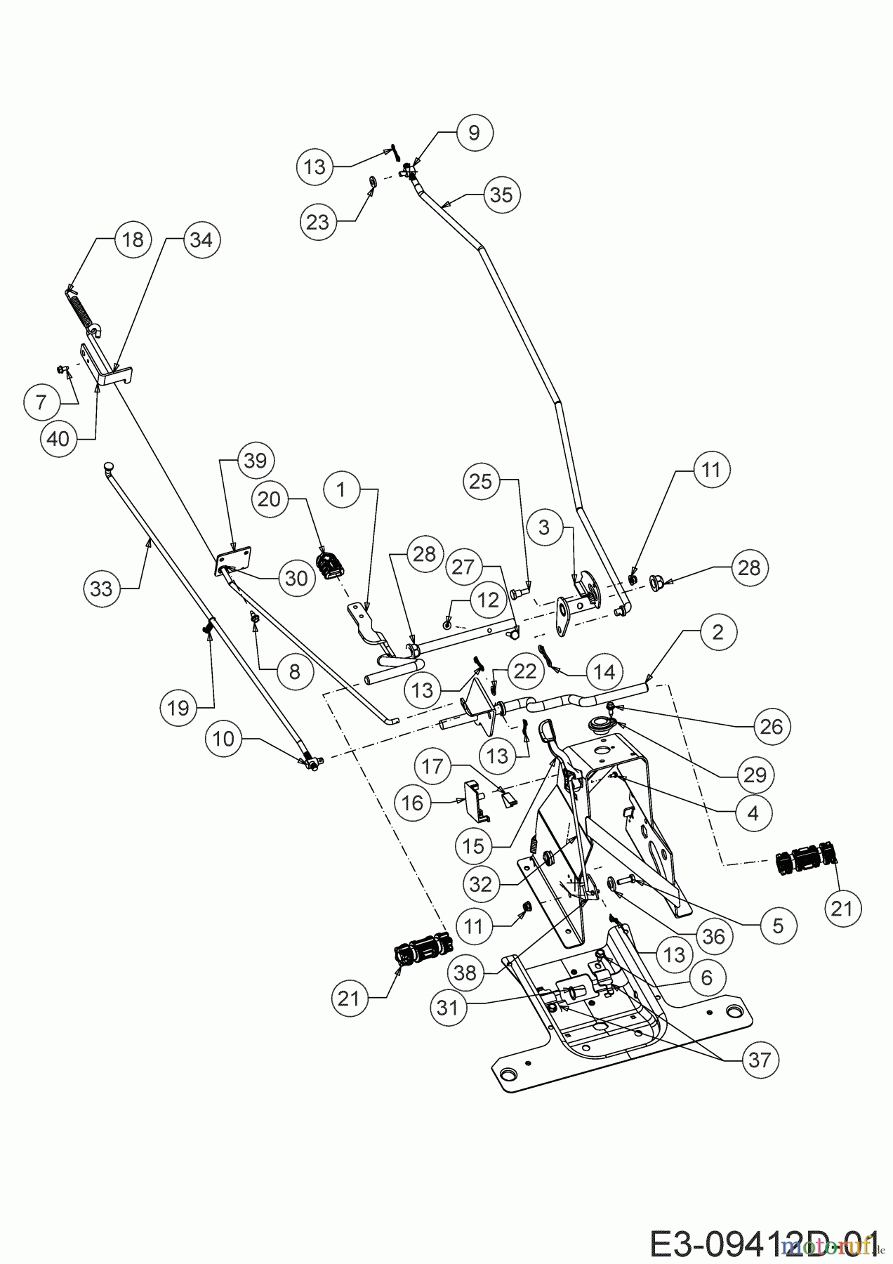  Wolf-Garten Rasentraktoren Scooter Hydro 13A721SD650  (2019) Bremsstange, Schaltstange, Pedal