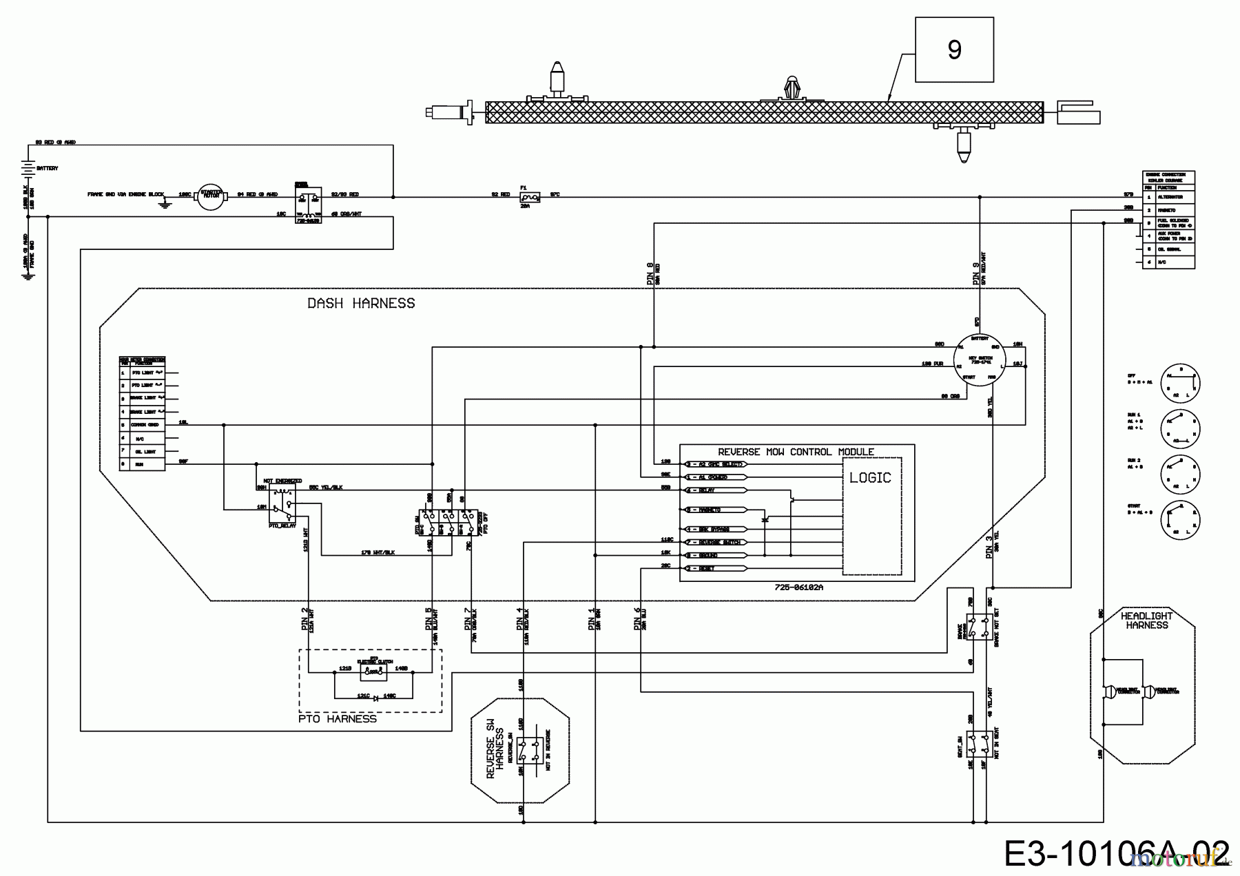  Wolf-Garten Rasentraktoren 95.165 H 13ADA1VB650  (2017) Schaltplan Elektromagnetkupplung