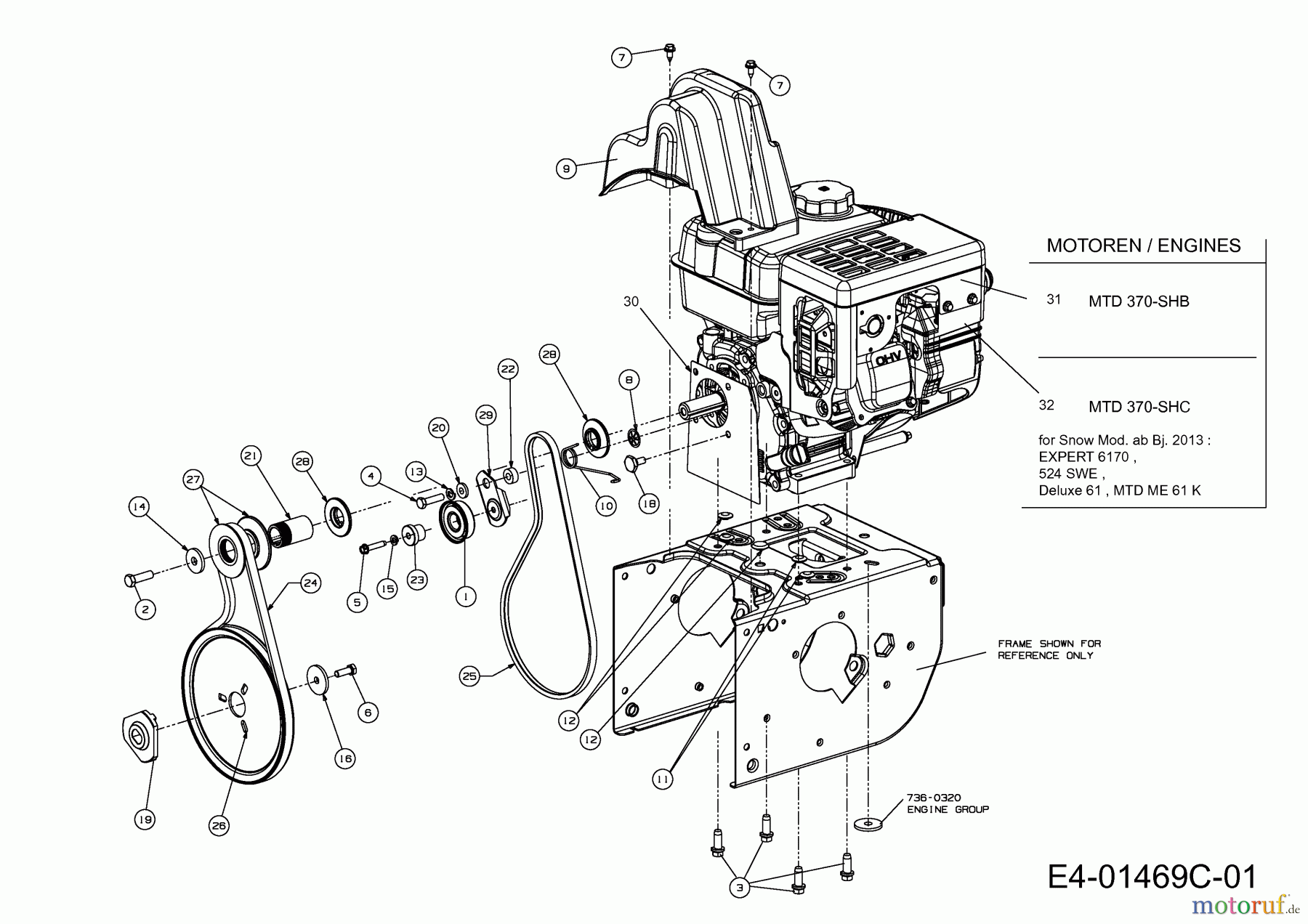  Wolf-Garten Schneefräsen Expert 6170 31AW53TR650  (2014) Motorkeilriemenscheibe