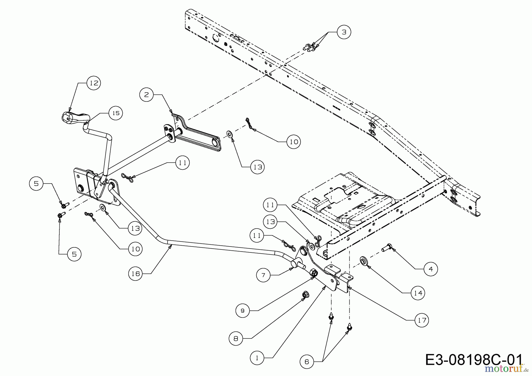  Wolf-Garten Rasentraktoren Scooter MF / RDE 60 M 13B326SC650F  (2018) Mähwerksaushebung