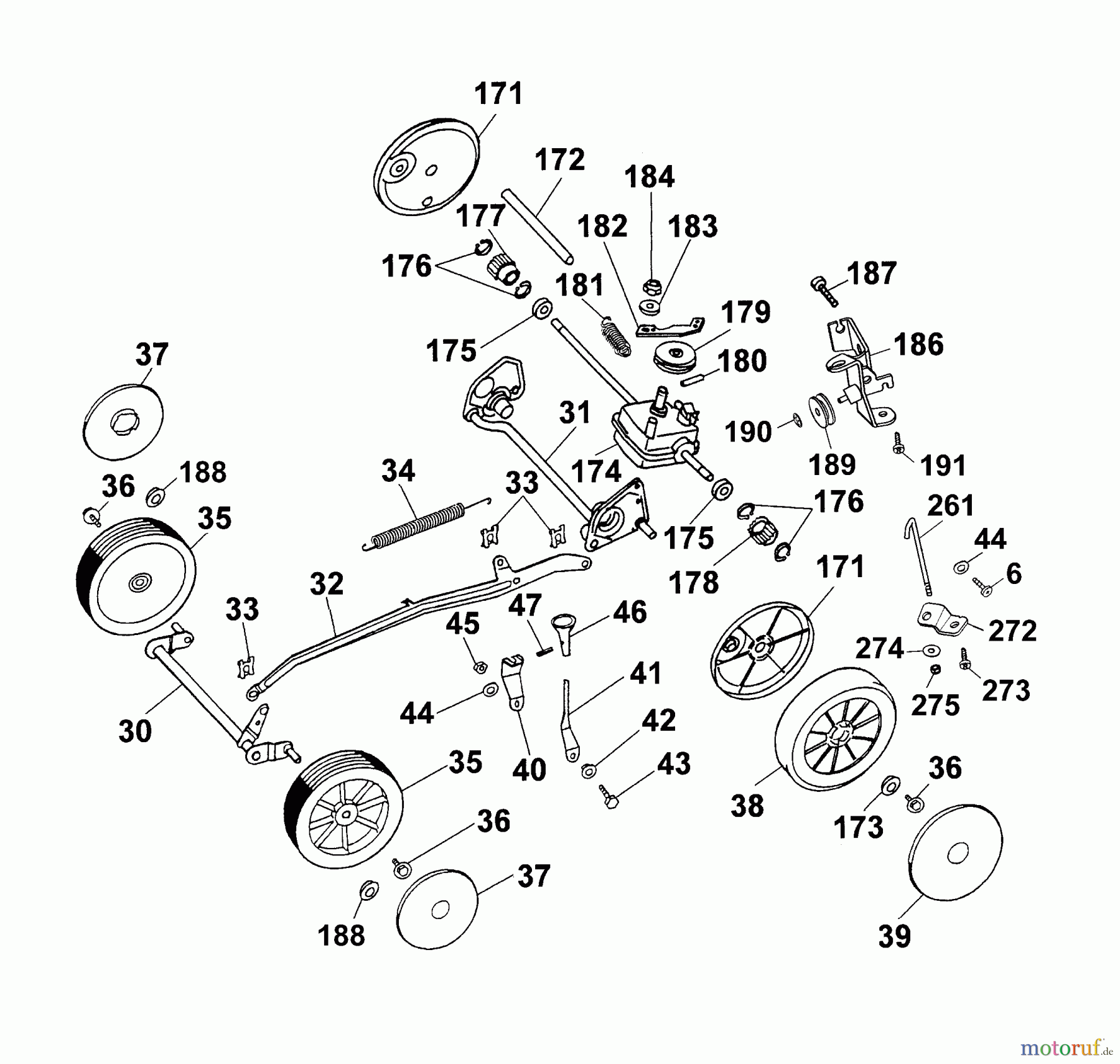  Wolf-Garten Motormäher mit Antrieb 6.47 BAi 6460000  (2003) Höhenverstellung, Räder