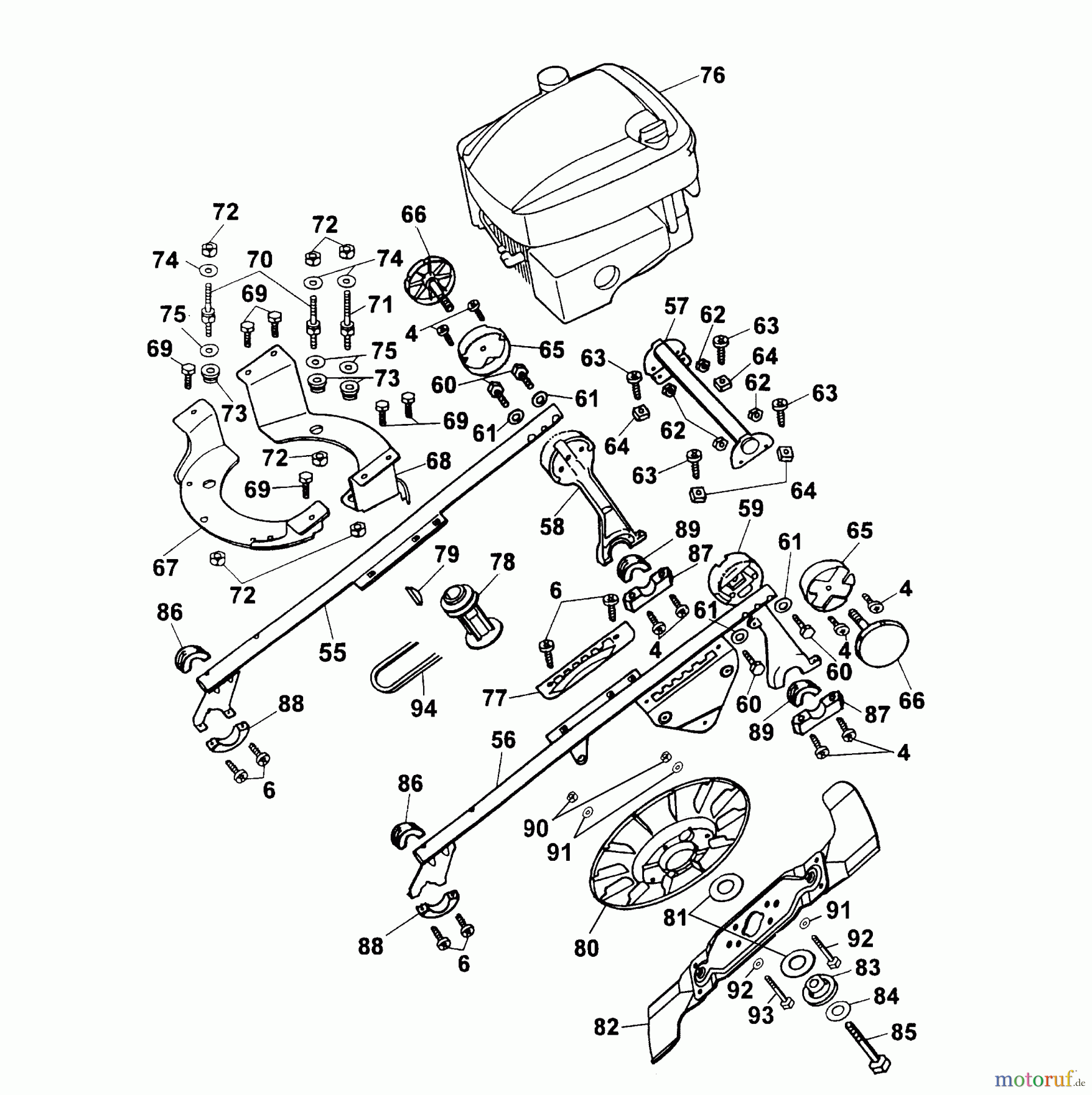  Wolf-Garten Motormäher mit Antrieb 6.47 BAi 6460000  (2003) Gestell, Messer, Motor