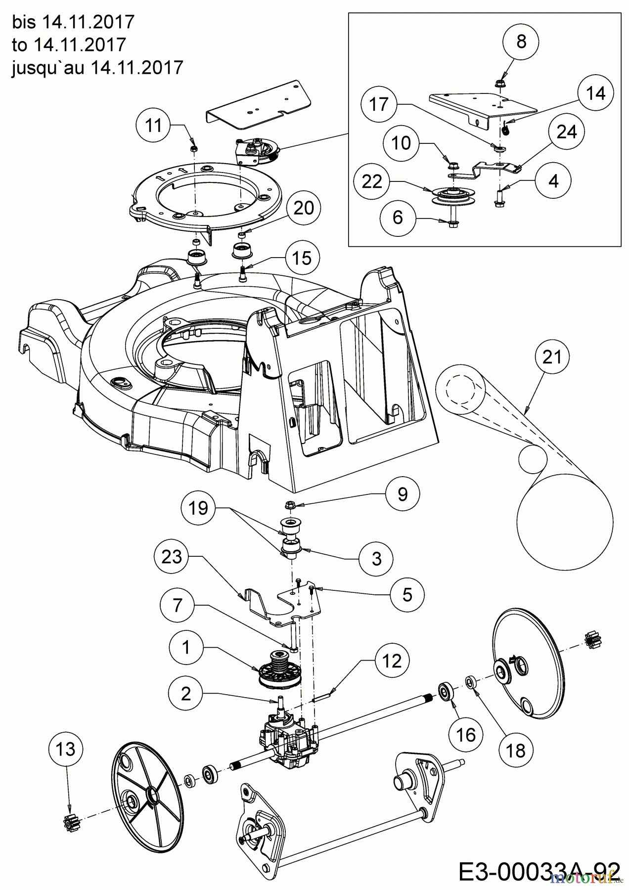  WOLF-Garten Expert Motormäher mit Antrieb Expert 46 B SP 12ABYA7F650  (2018) Getriebe, Keilriemen, Variator