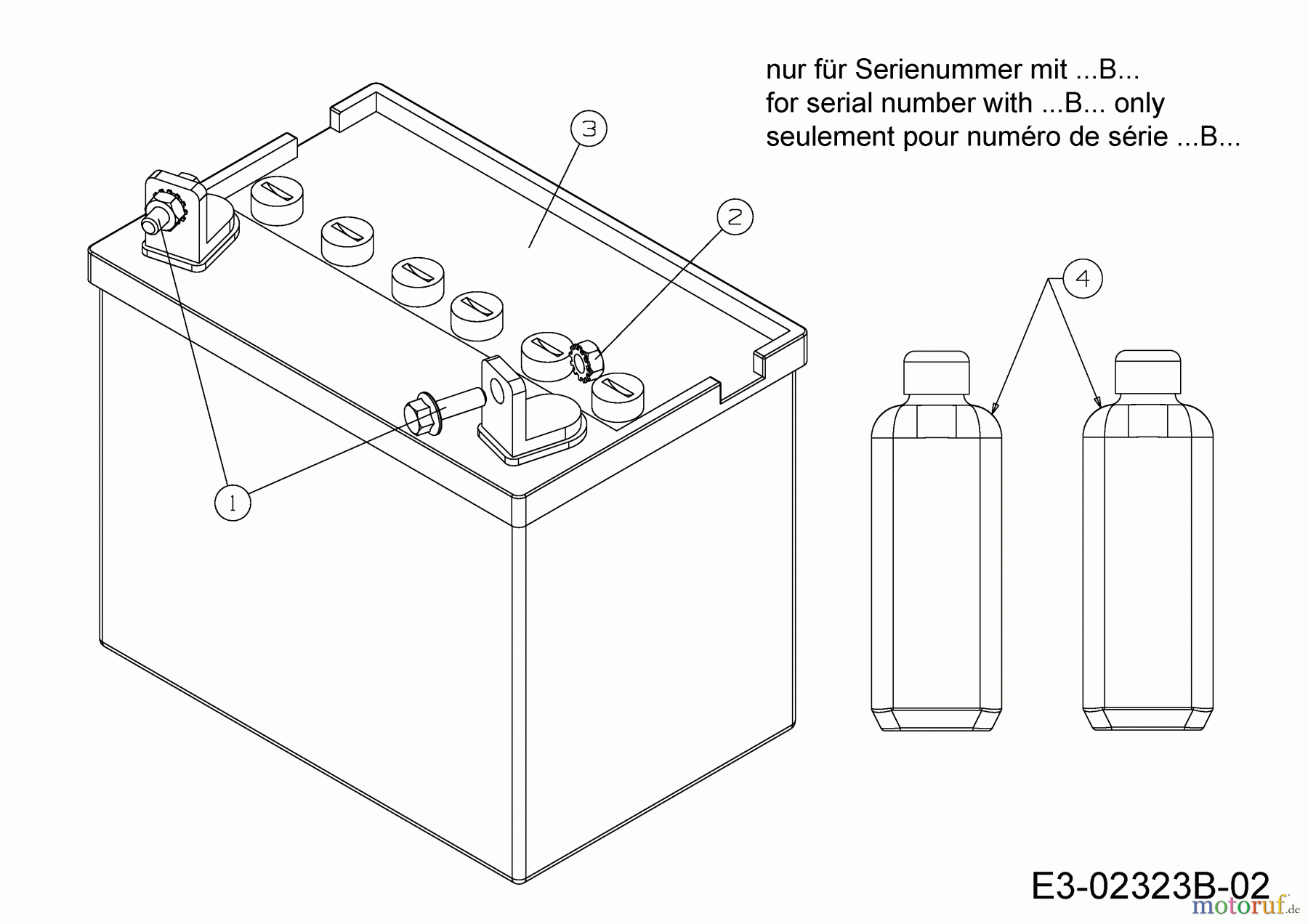 Wolf-Garten Rasentraktoren Ambition 96.155 H 13TM79RF650 (2014) Batterie nur für Seriennr. ...B...