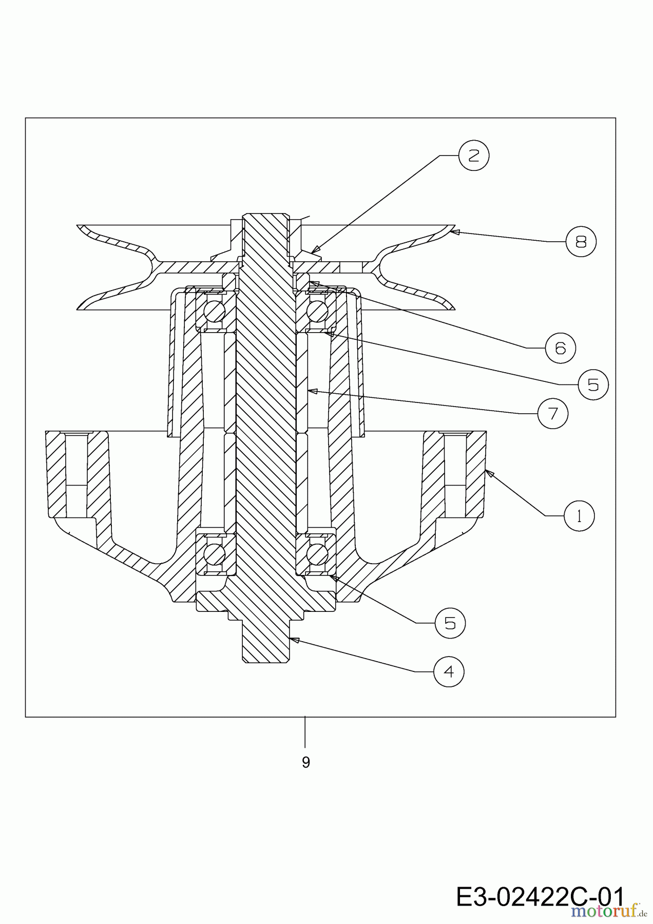  Wolf-Garten Rasentraktoren Expert 122.240 H 13AI91WJ650  (2012) Messerspindel 618-04161A