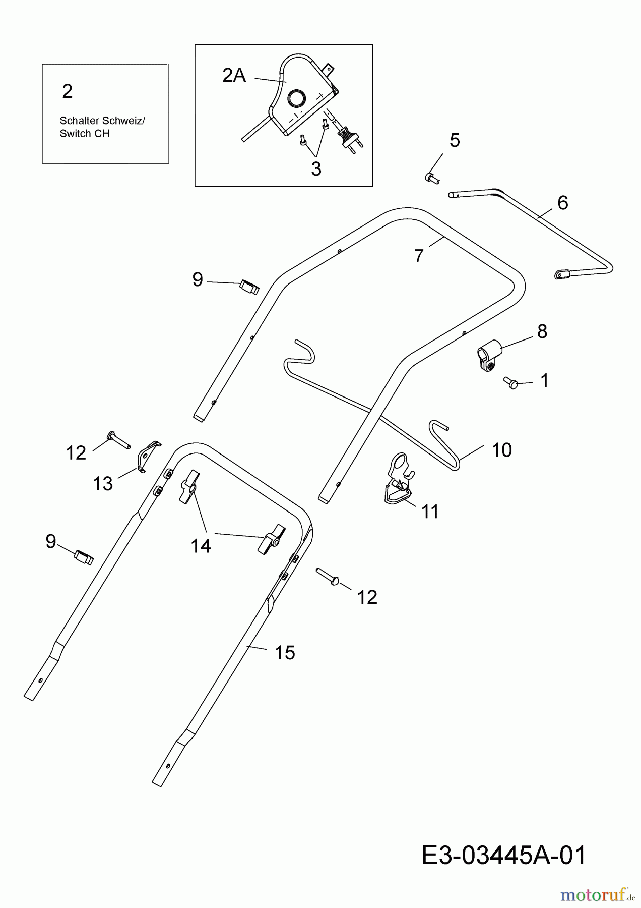  WOLF-Garten Expert Elektromäher Expert 40 E 18CWH1K-C50  (2016) Griff, Schalter