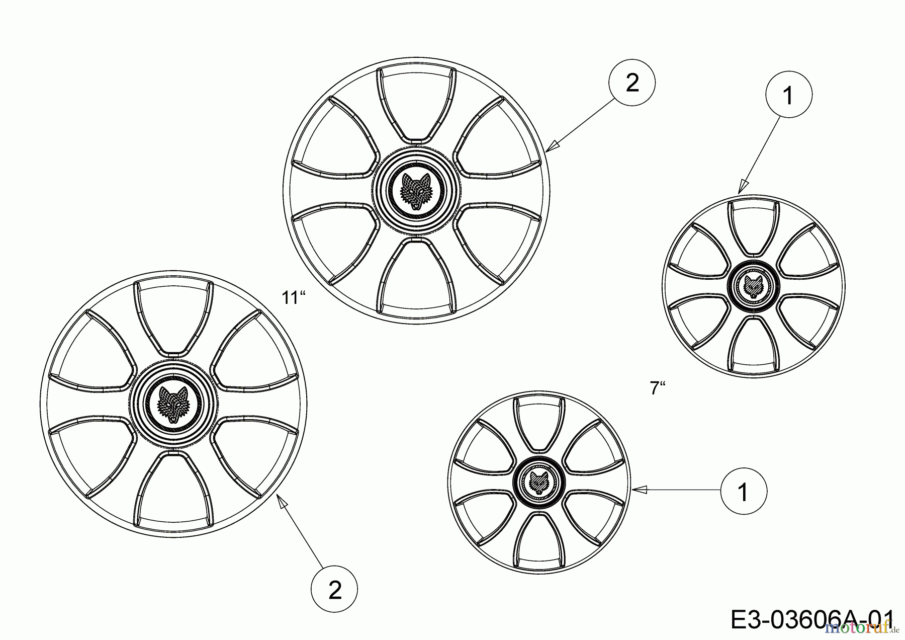  Wolf-Garten Motormäher mit Antrieb Select 4600 AHW 12A-TPJS650  (2014) Radkappen