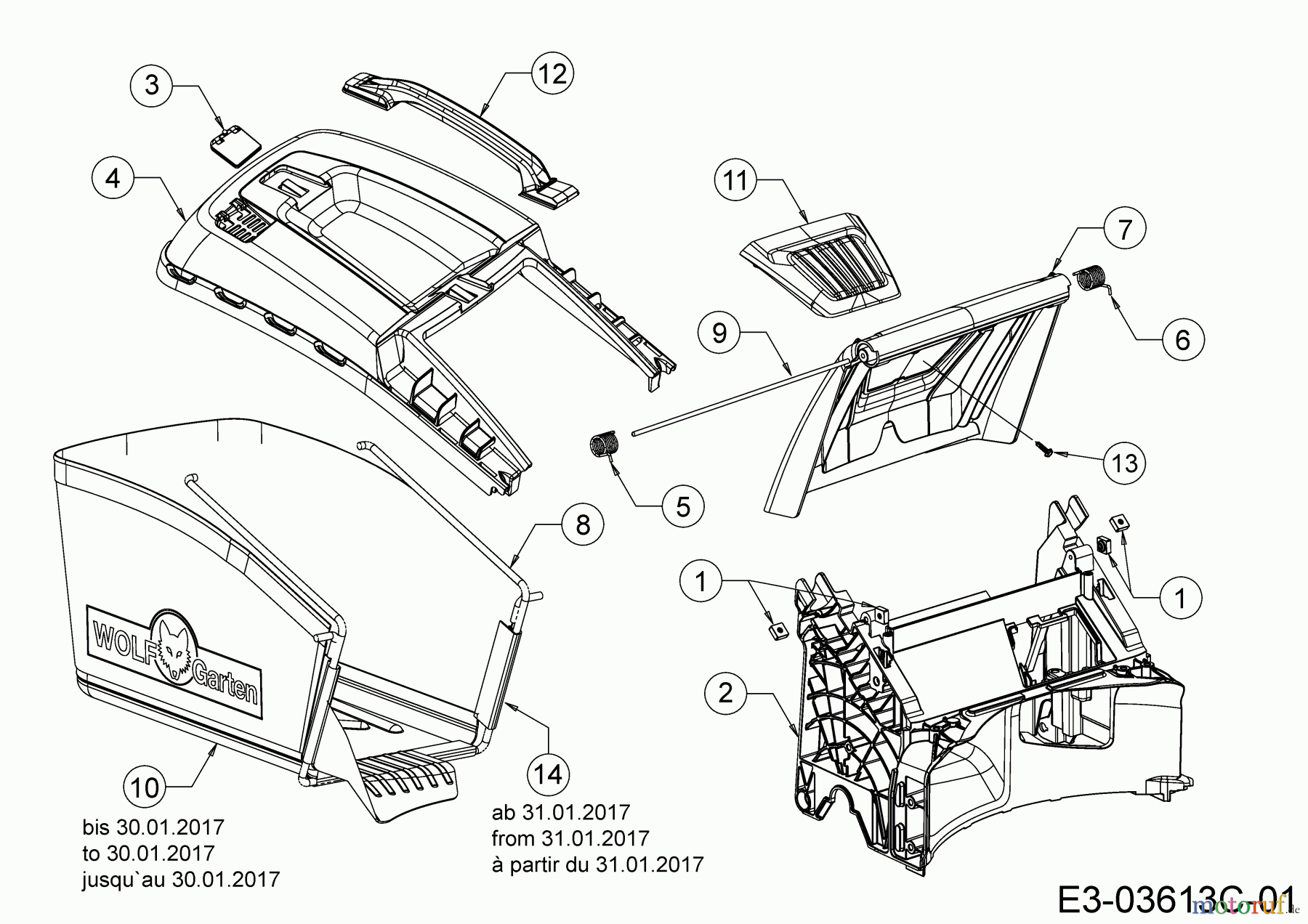  WOLF-Garten Expert Motormäher mit Antrieb Expert 46 BA V HW 12ABTV5E650  (2017) Grasfangsack, Heckklappe, Leitstück hinten