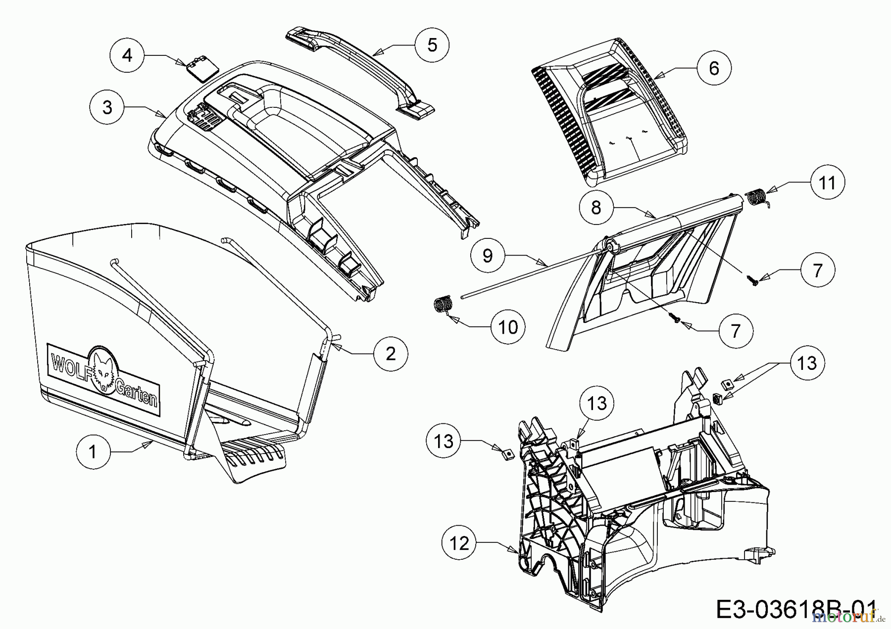  Wolf-Garten Motormäher mit Antrieb A 460 AHVHW 12AQTVCQ650  (2017) Grasfangsack, Heckklappe, Leitstück hinten