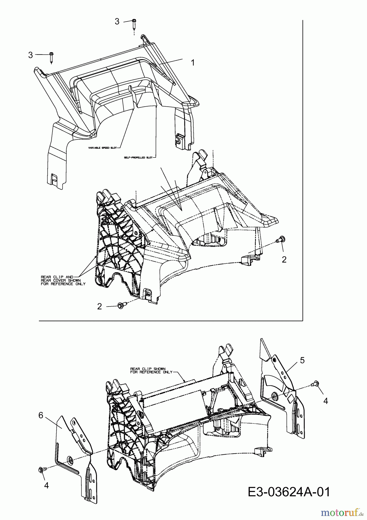  Wolf-Garten Motormäher mit Antrieb A 460 AHVHW 12AQTVCQ650  (2016) Abdeckung hinten, Holmbraketten