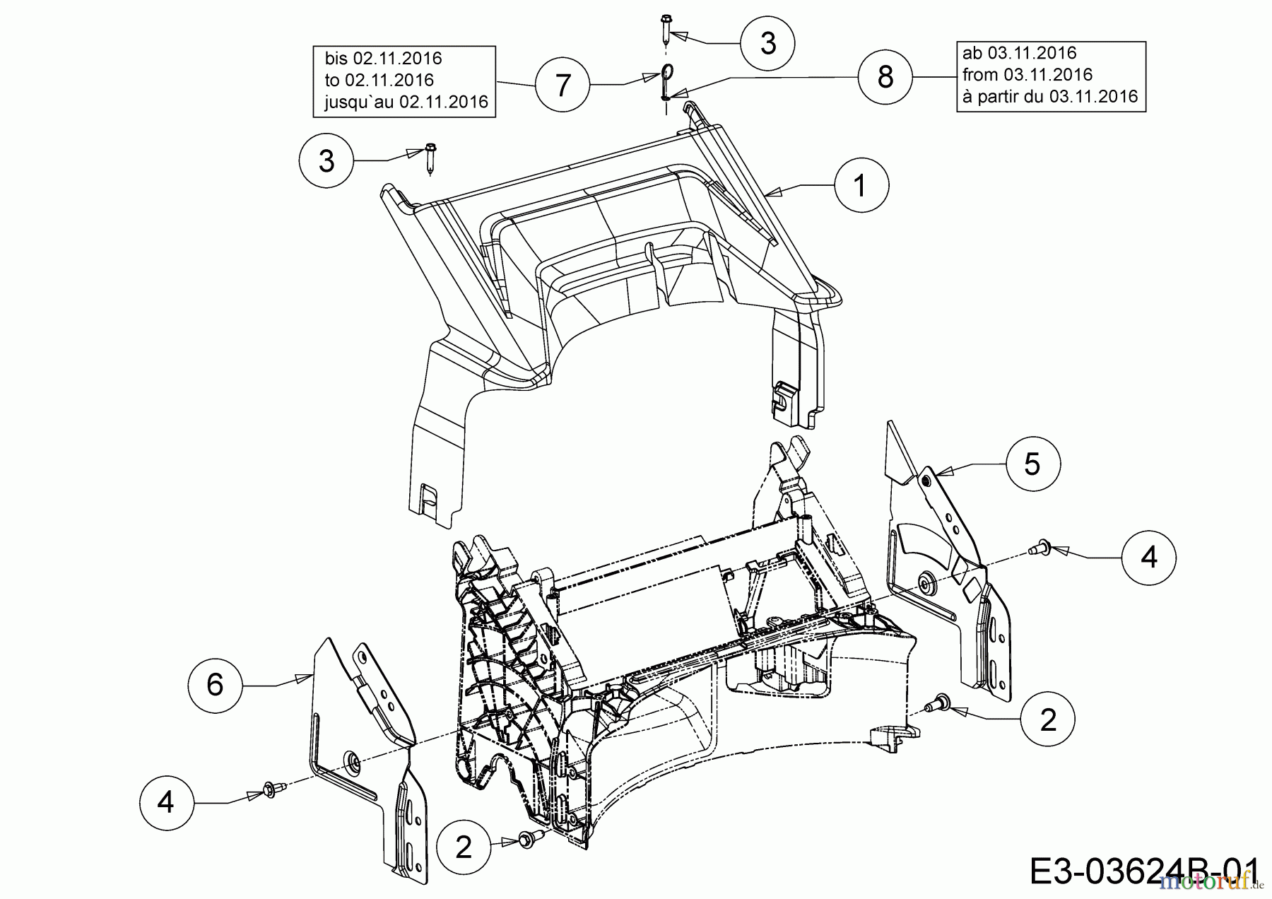  Wolf-Garten Motormäher mit Antrieb A 460 AVHWH 12AQTSDQ650  (2018) Abdeckung hinten, Holmbraketten