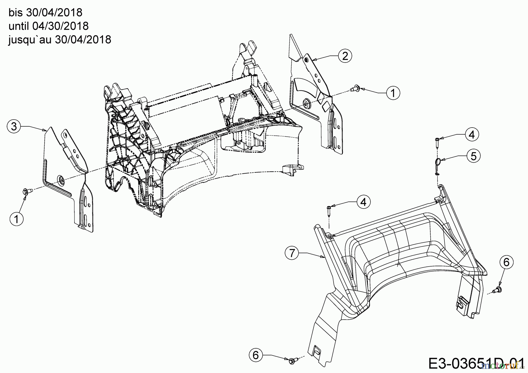  Wolf-Garten Motormäher A 4200 11A-LOSC650  (2018) Abdeckung hinten, Holmbraketten bis 30/04/2018