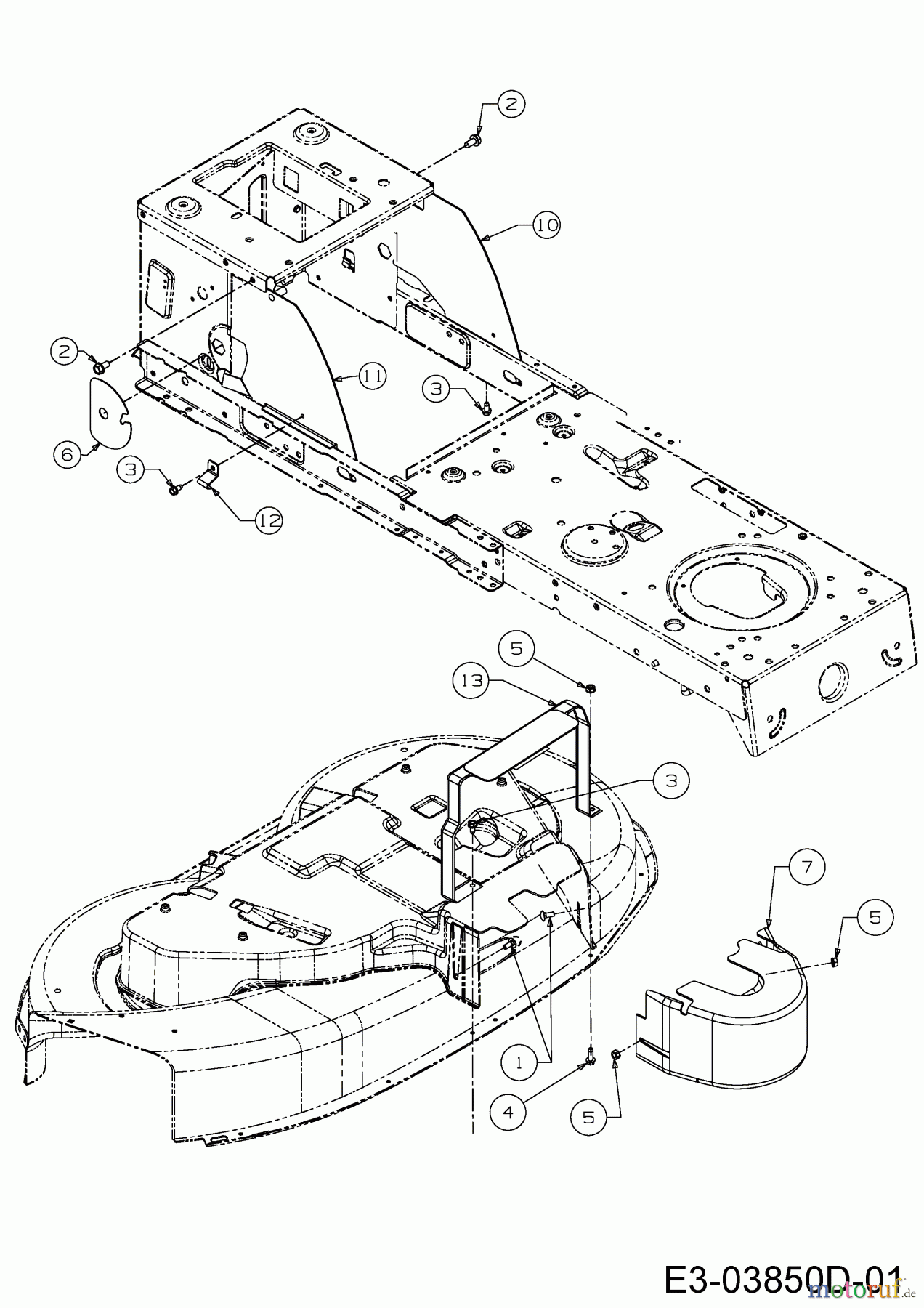  Wolf-Garten Rasentraktoren 96.130 T 13HH76WF650  (2017) Abdeckungen Mähwerk F (38