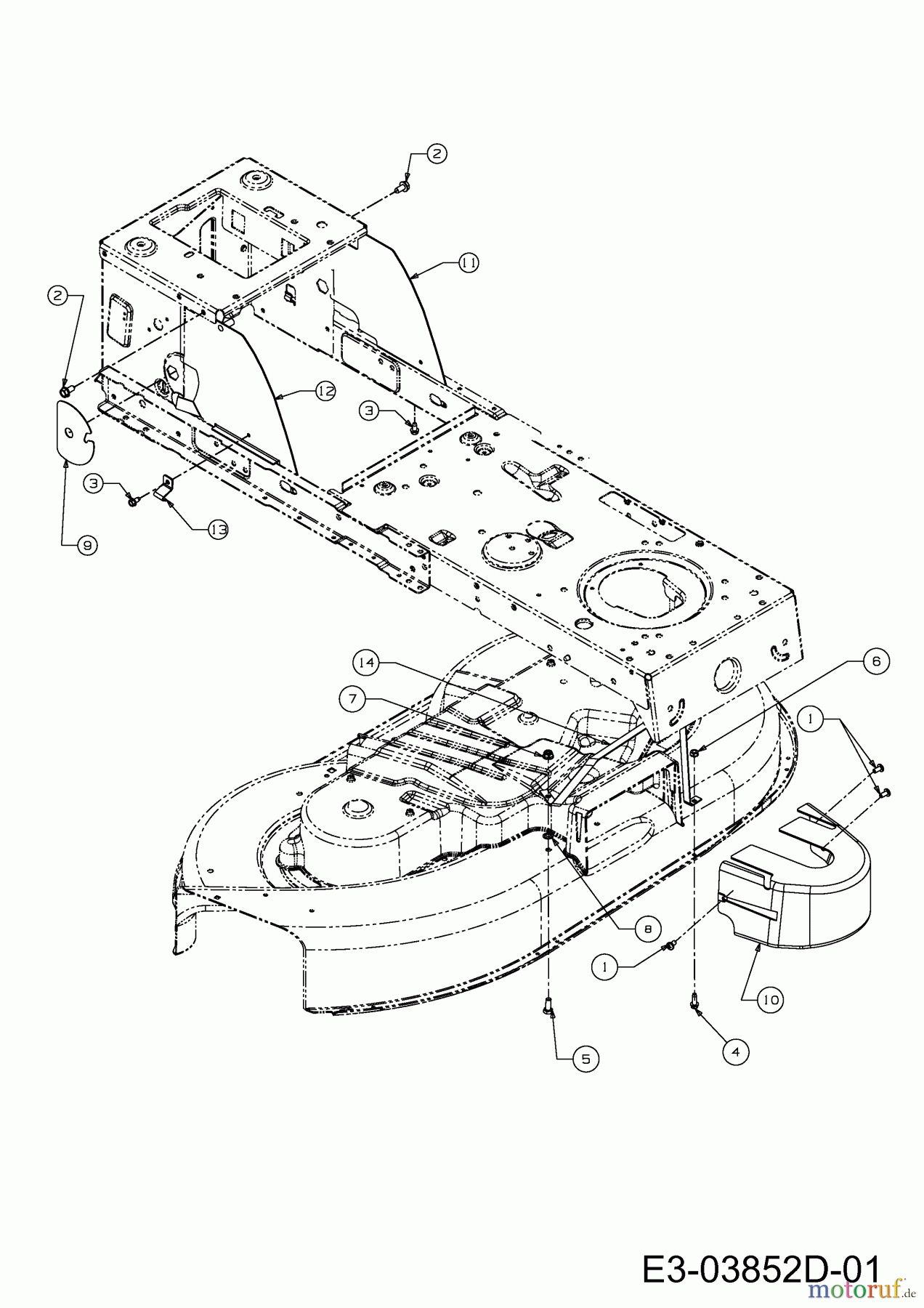Wolf-Garten Rasentraktoren Select 107.175 T 13TN77RG650 (2013) Abdeckungen Mähwerk G (42