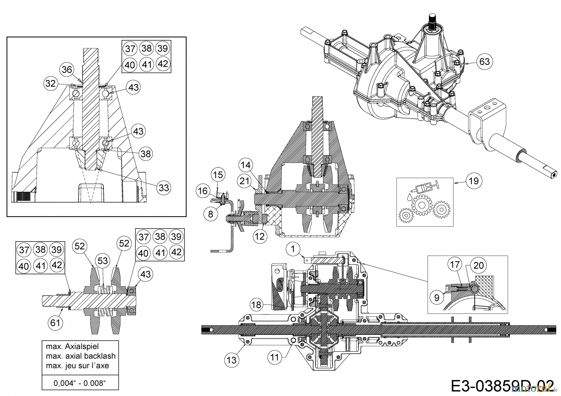  Wolf-Garten Rasentraktoren Select 105.155 T 13RM77RN650  (2014) Getriebe