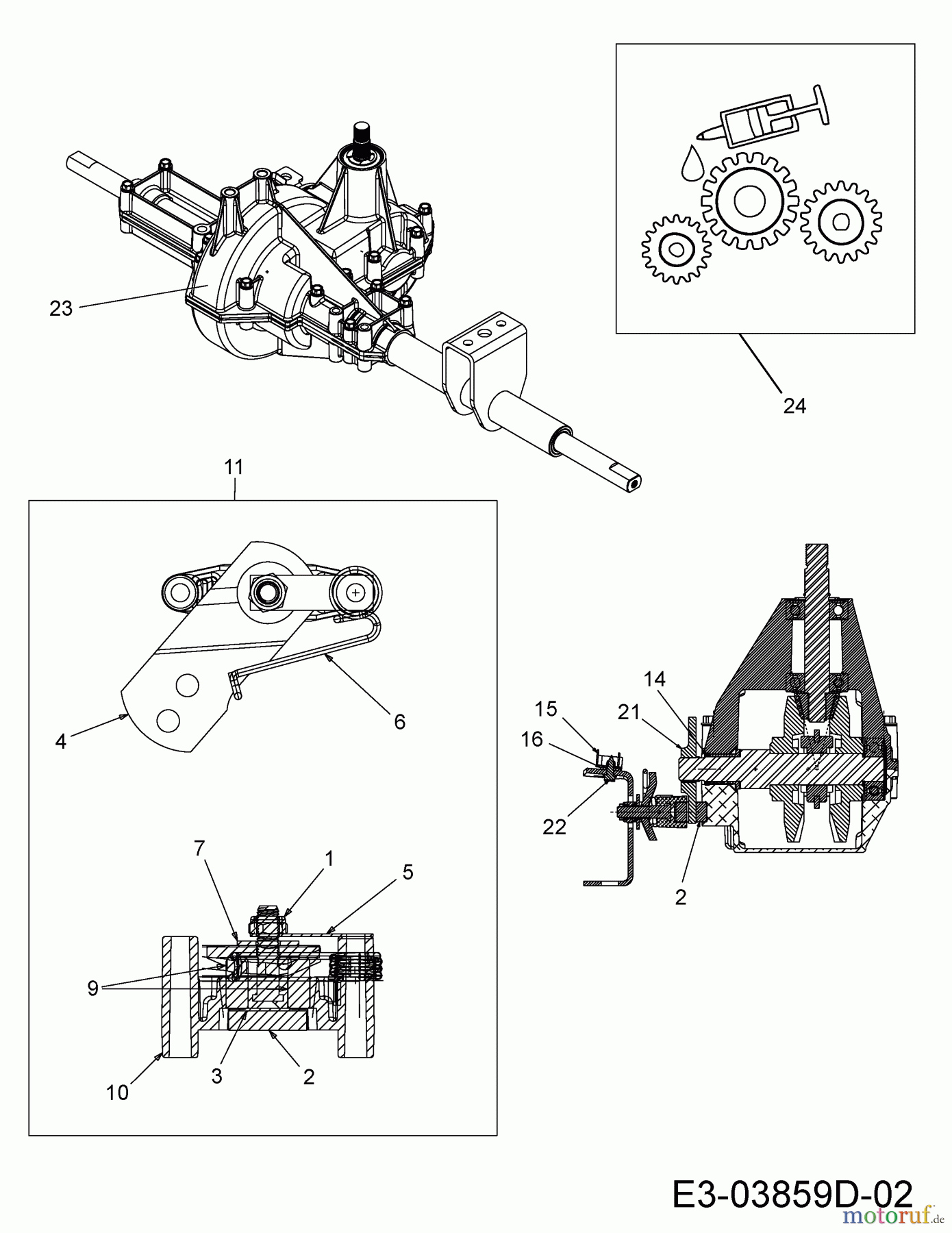  Wolf-Garten Rasentraktoren Select 105.155 T 13RM77RN650  (2014) Bremse, Getriebe