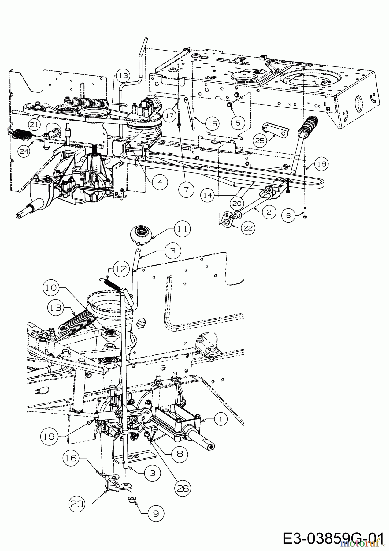  WOLF-Garten Expert Rasentraktoren E 13/92 T 13H2765E650  (2017) Fahrantrieb, Pedal, Schalthebel