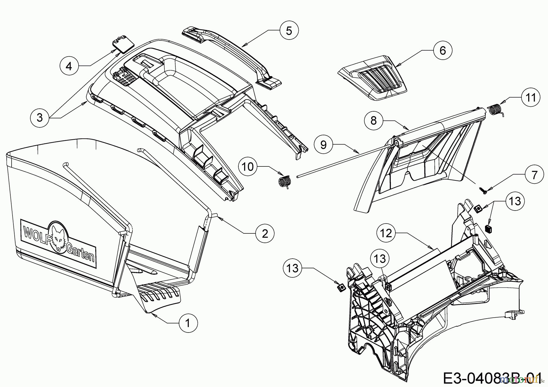  WOLF-Garten Expert Motormäher mit Antrieb Expert 53 BAVHW 12ABPV5L650  (2017) Grasfangsack, Heckklappe, Leitstück hinten