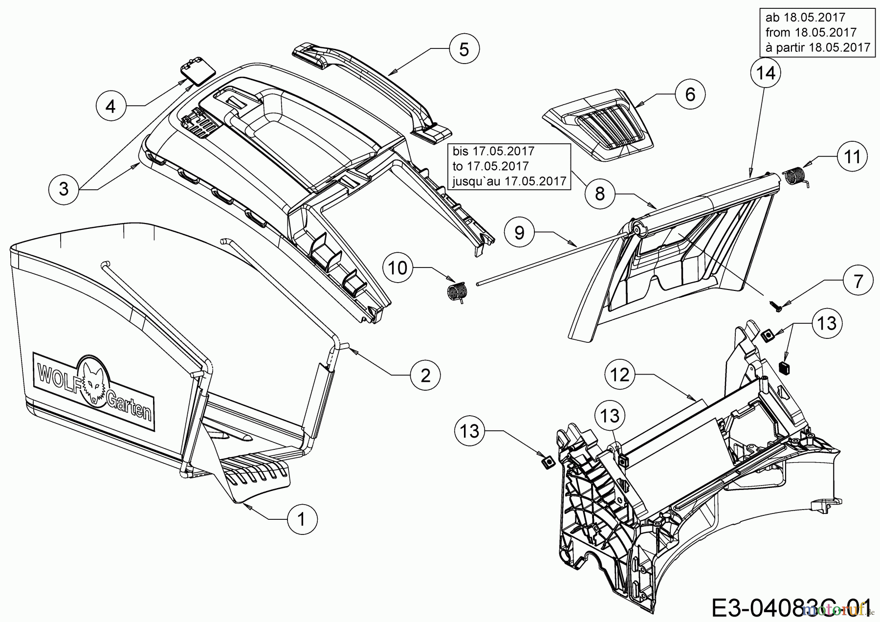  WOLF-Garten Expert Motormäher mit Antrieb Expert 53 BA V HW 12ABPV5L650  (2018) Grasfangsack, Heckklappe, Leitstück hinten