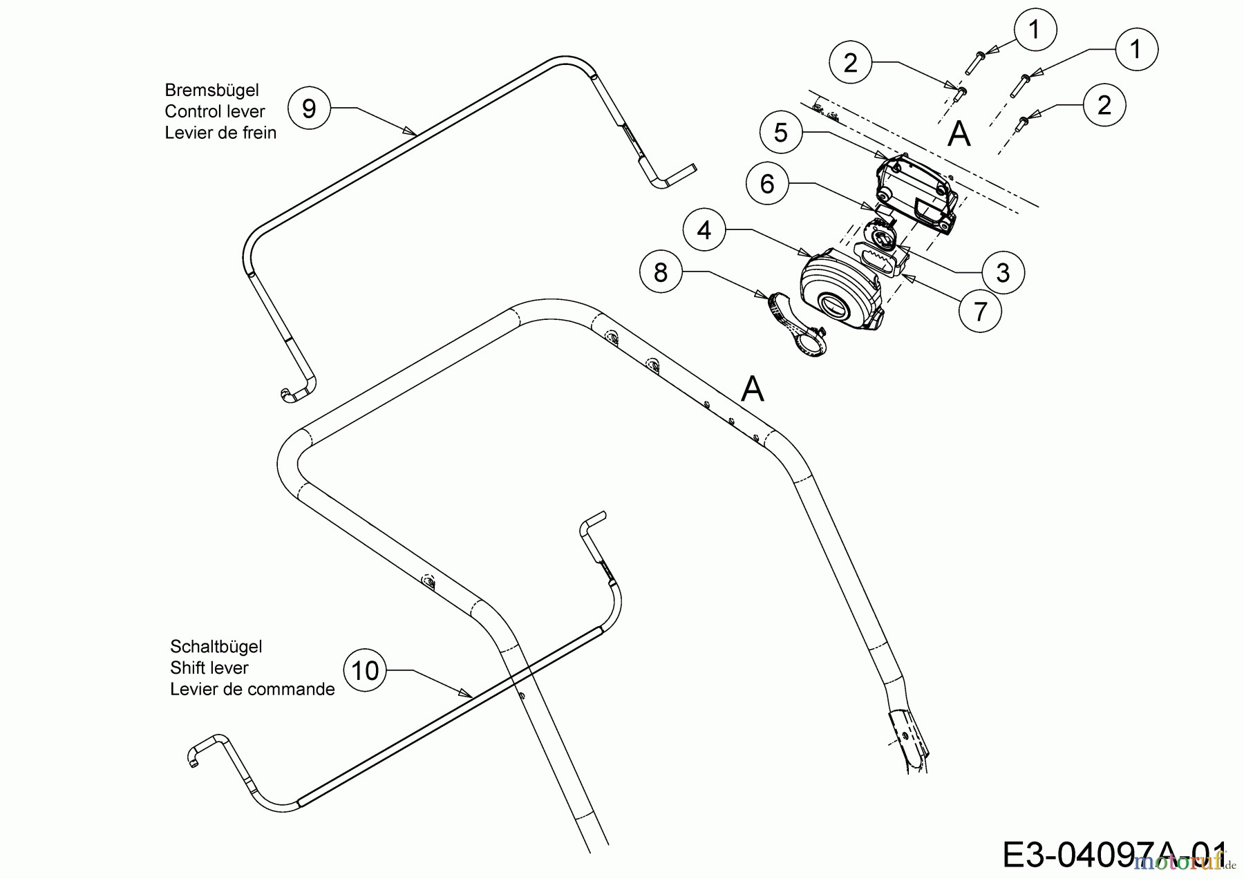  Wolf-Garten Motormäher mit Antrieb A 530 AVHW 12AQPV6K650  (2015) Schaltbügel