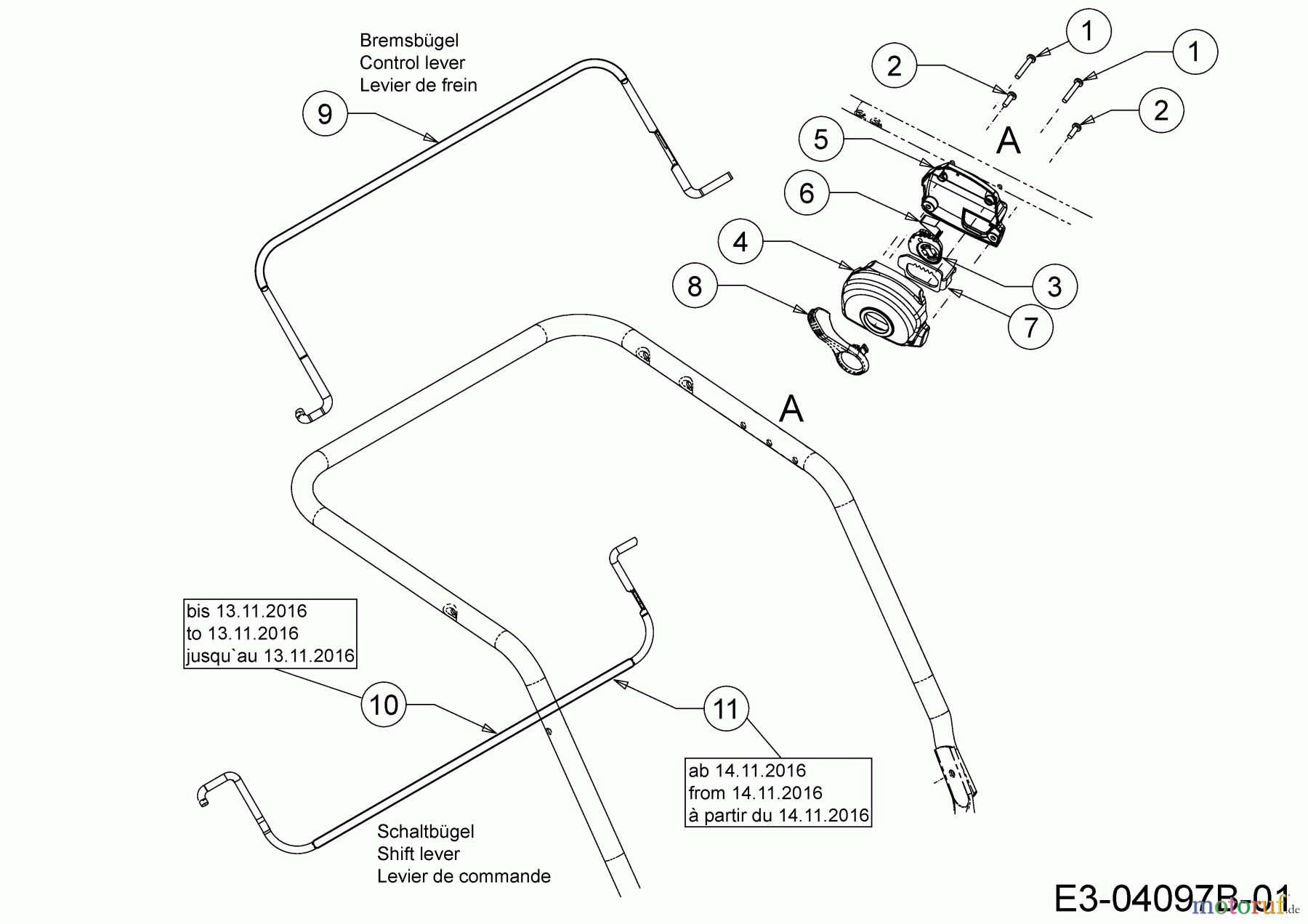  Wolf-Garten Motormäher mit Antrieb A 460 AVHWIS 12ARTV7E650  (2017) Schaltbügel