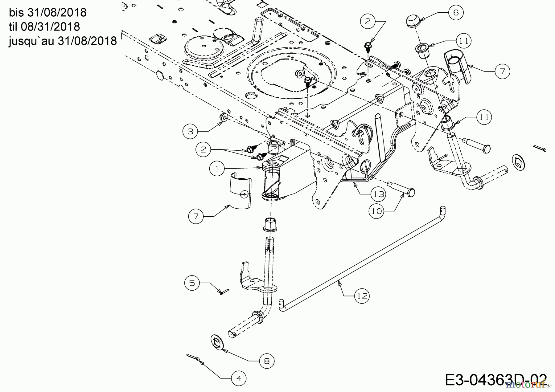  WOLF-Garten Expert Rasentraktoren E 13/92 T 13I2765E650  (2018) Vorderachse bis 31/08/2018