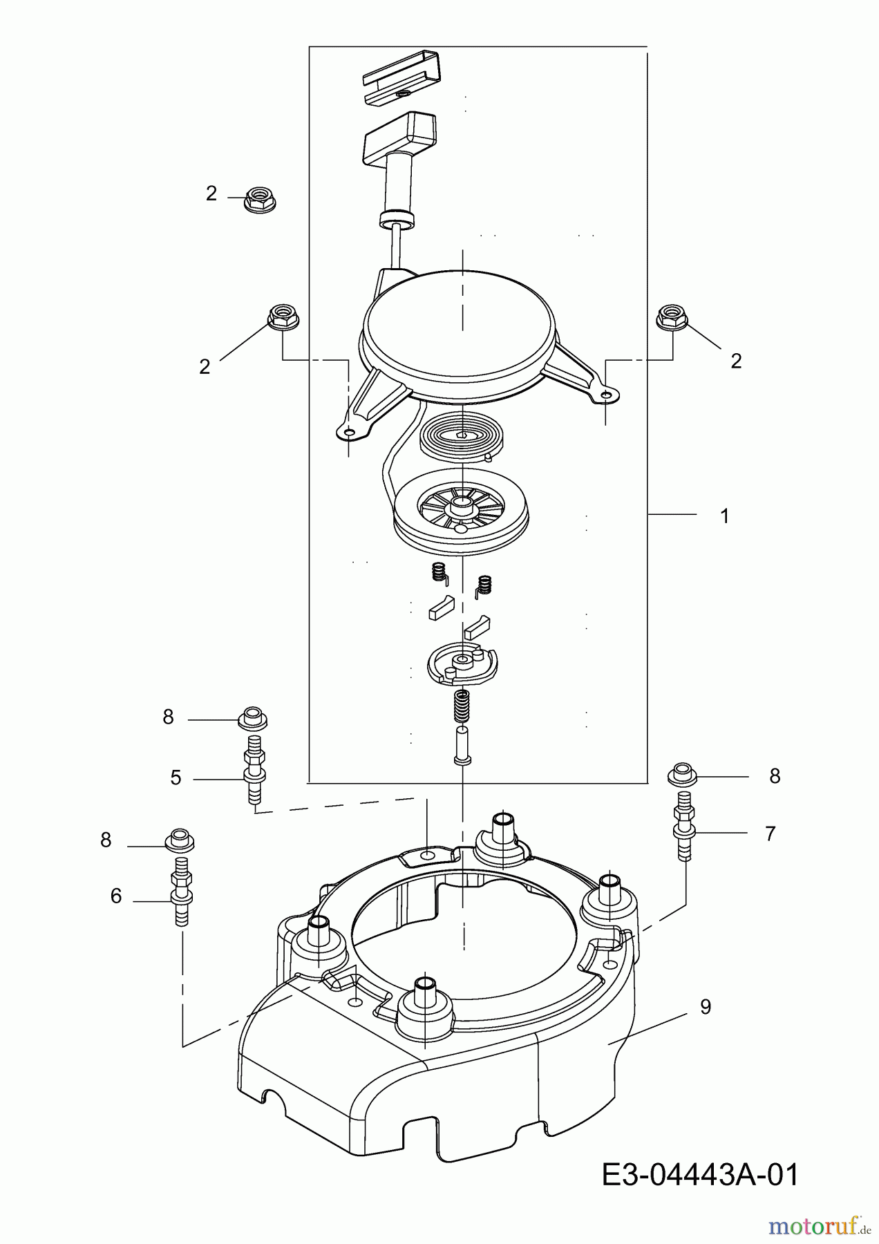  Wolf-Garten Benzinmotoren MTD 1 P 61 RH 752Z1P61RH  (2010) Reversierstarter, Lüfterhaube