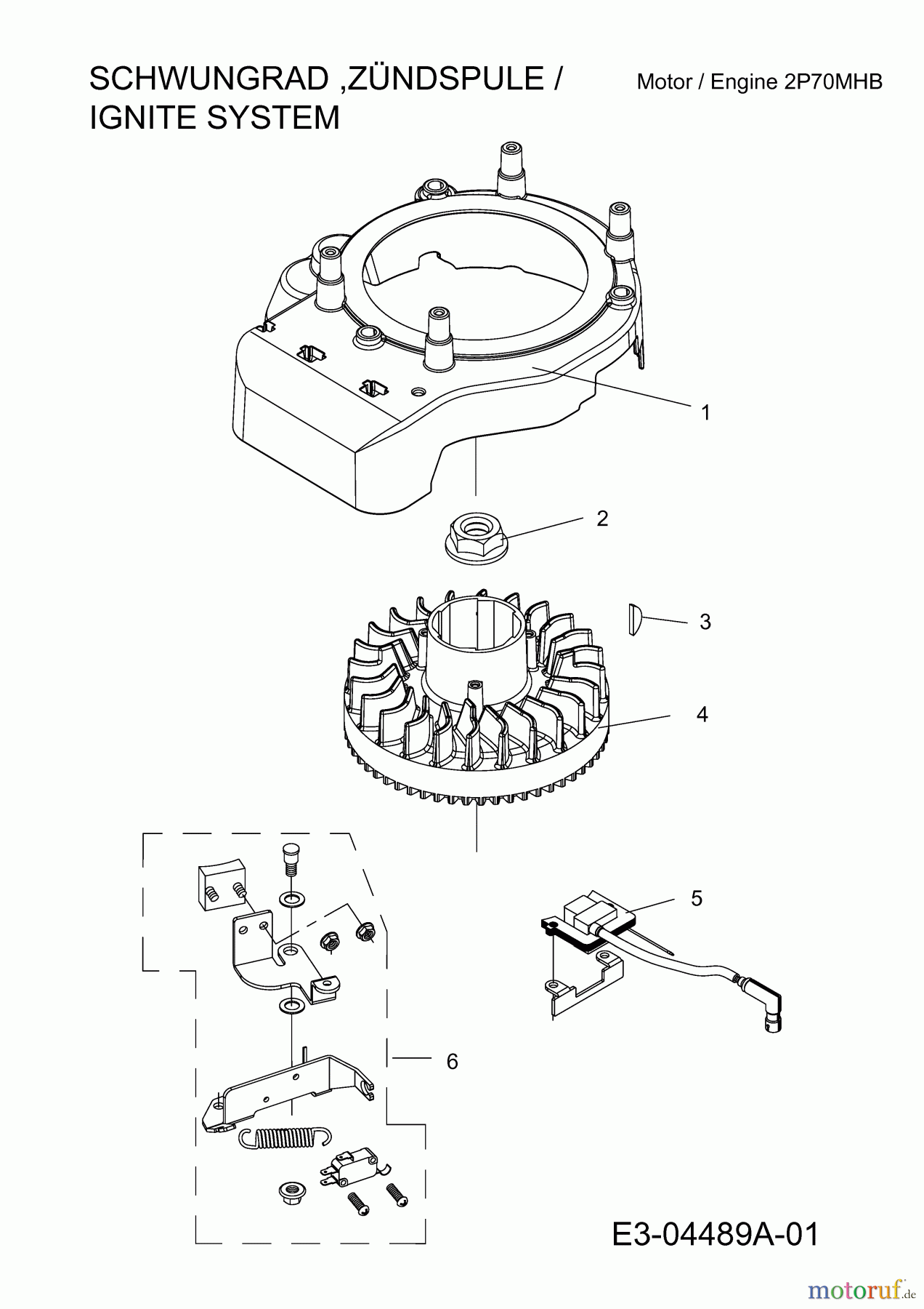  Wolf-Garten Benzinmotoren MTD 2 P 70 MHB 752Z2P70MHB  (2010) Schwungrad, Zündspule