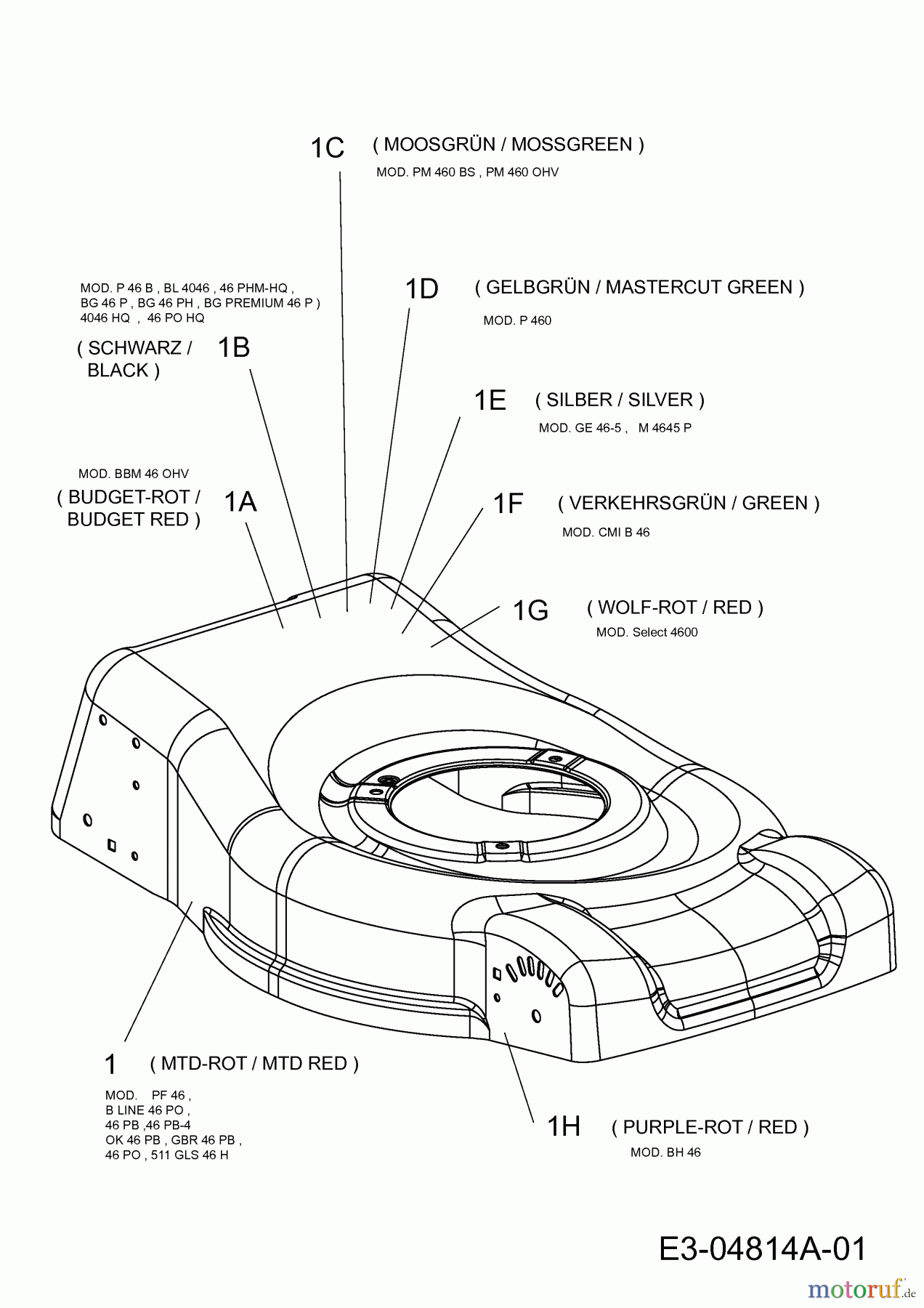  Wolf-Garten Motormäher Select 4600 11C-J1JD650  (2011) Mähwerksgehäuse