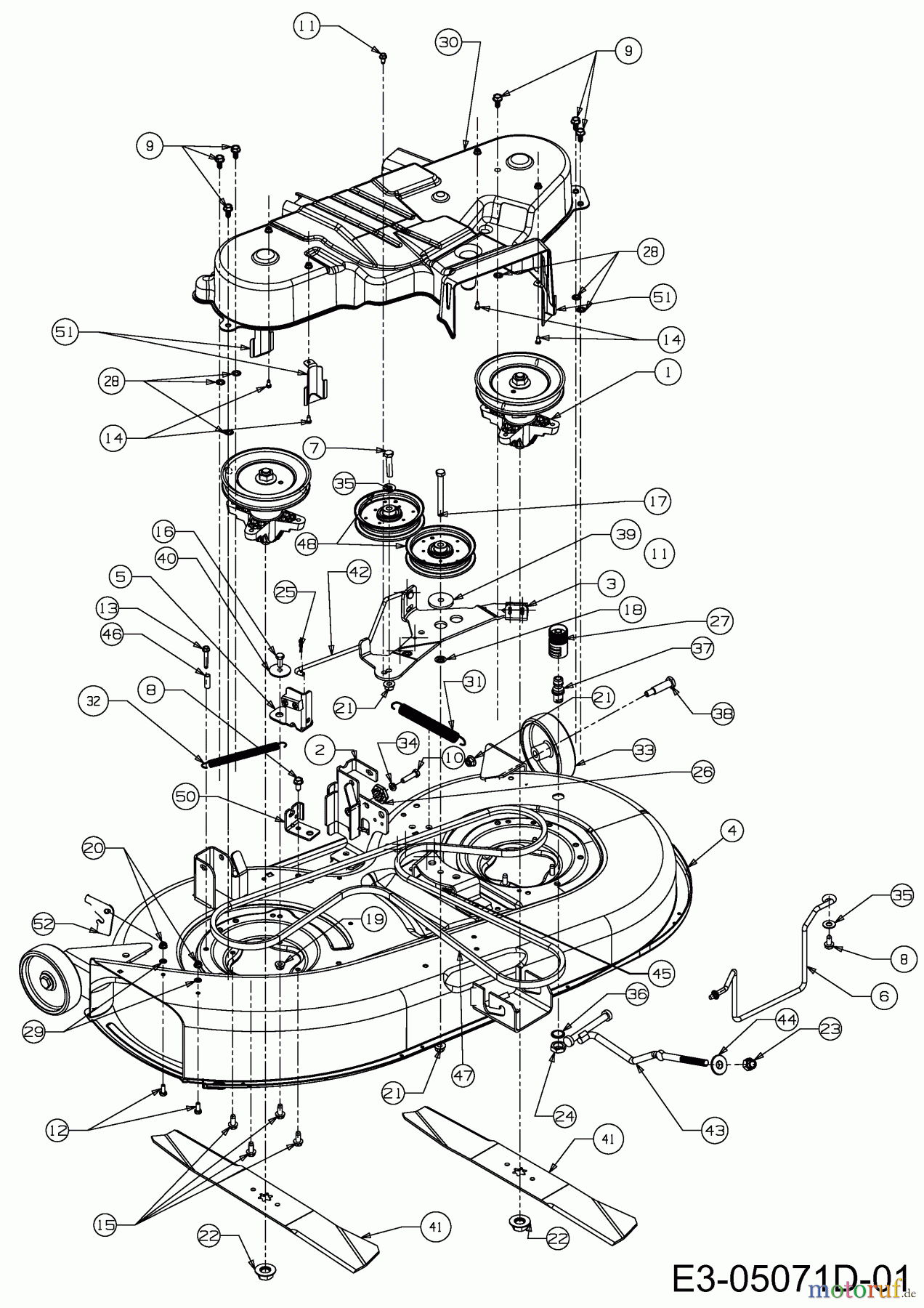 Wolf-Garten Rasentraktoren Blue Power 107.200 H 13TT79RG650 (2013) Mähwerk G (42