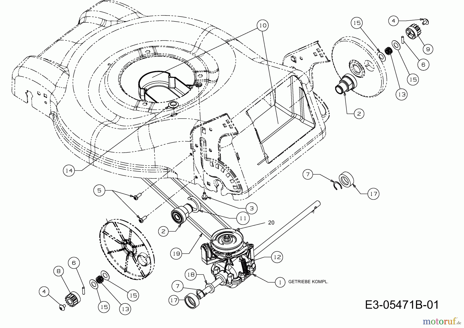  Wolf-Garten Motormäher mit Antrieb Ambition 46 AB 12A-J54H650  (2013) Getriebe