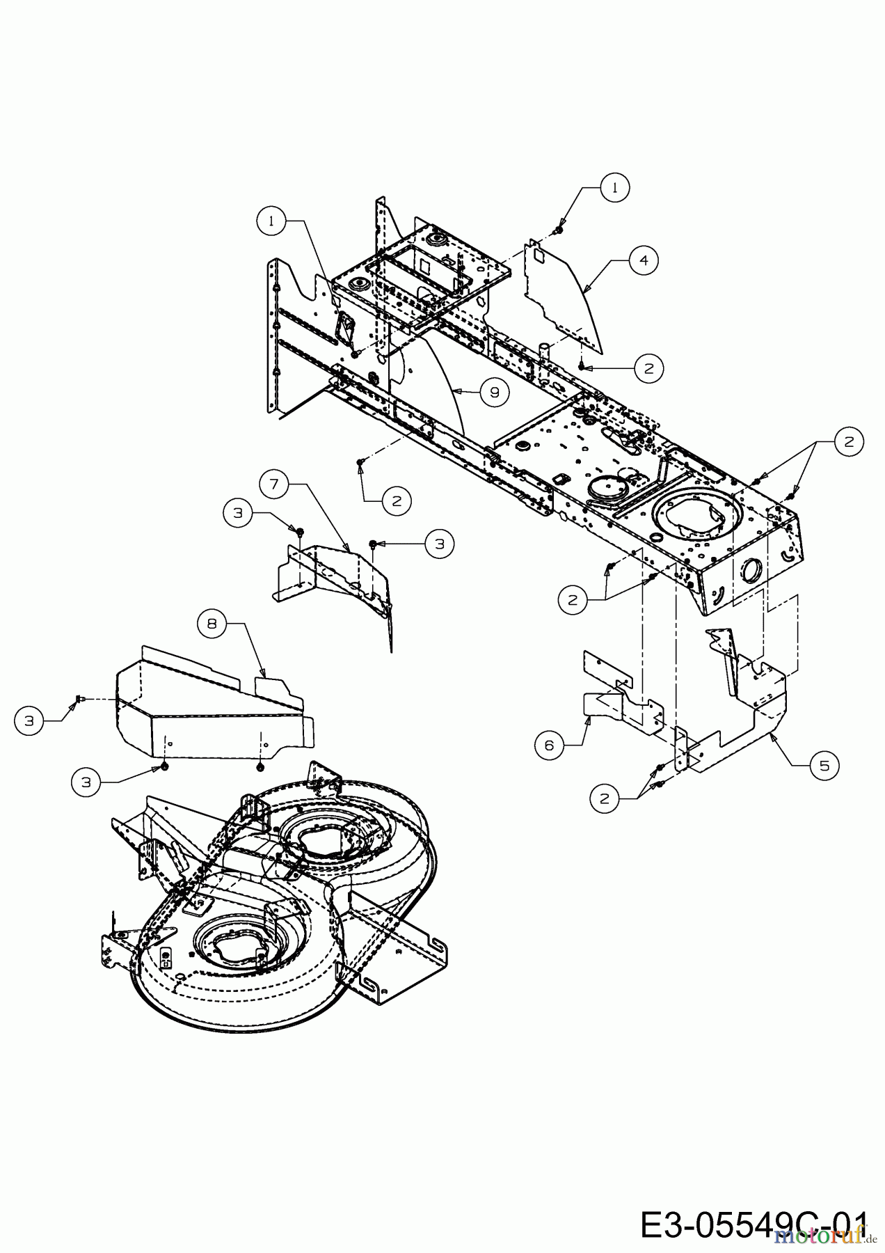  Wolf-Garten Rasentraktoren Ambition 92.130 H 13RH71RE650  (2014) Abdeckungen Mähwerk E (36