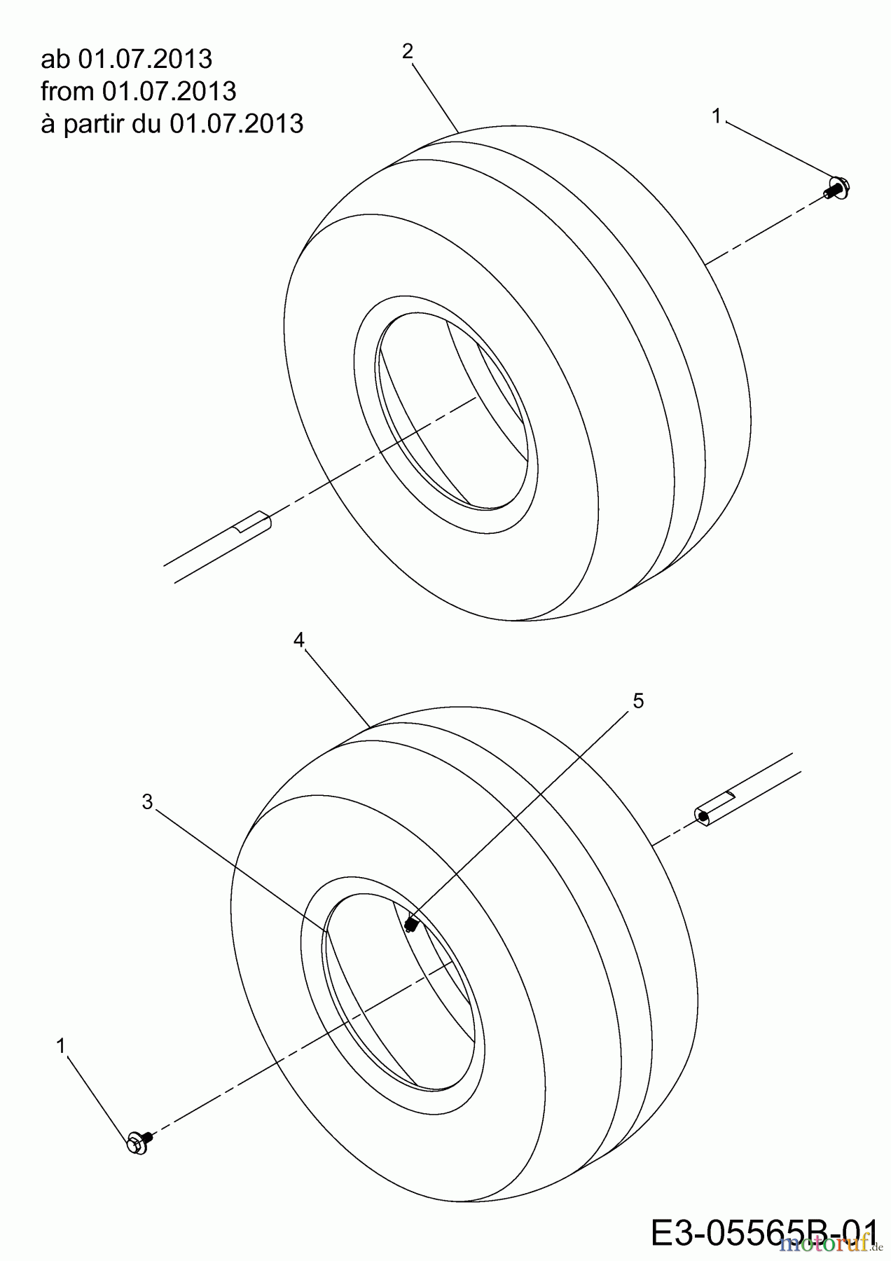  Wolf-Garten Rasentraktoren Blue Power 105.200 H 13HT71RN650  (2014) Räder hinten 18x9.5 ab 01.07.2013