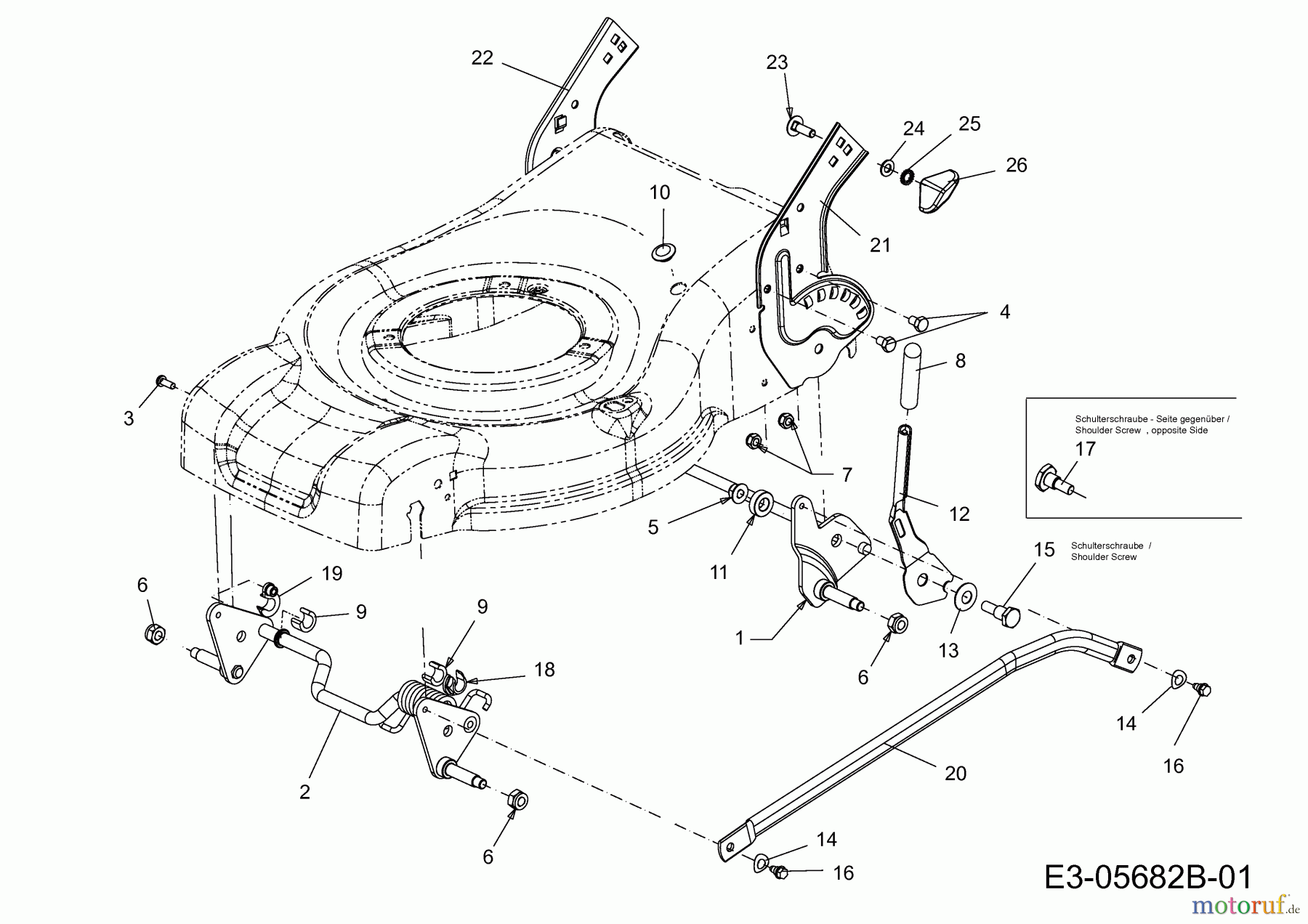  Wolf-Garten Motormäher Ambition 40 11A-I44M650  (2012) Schnitthöhenverstellung