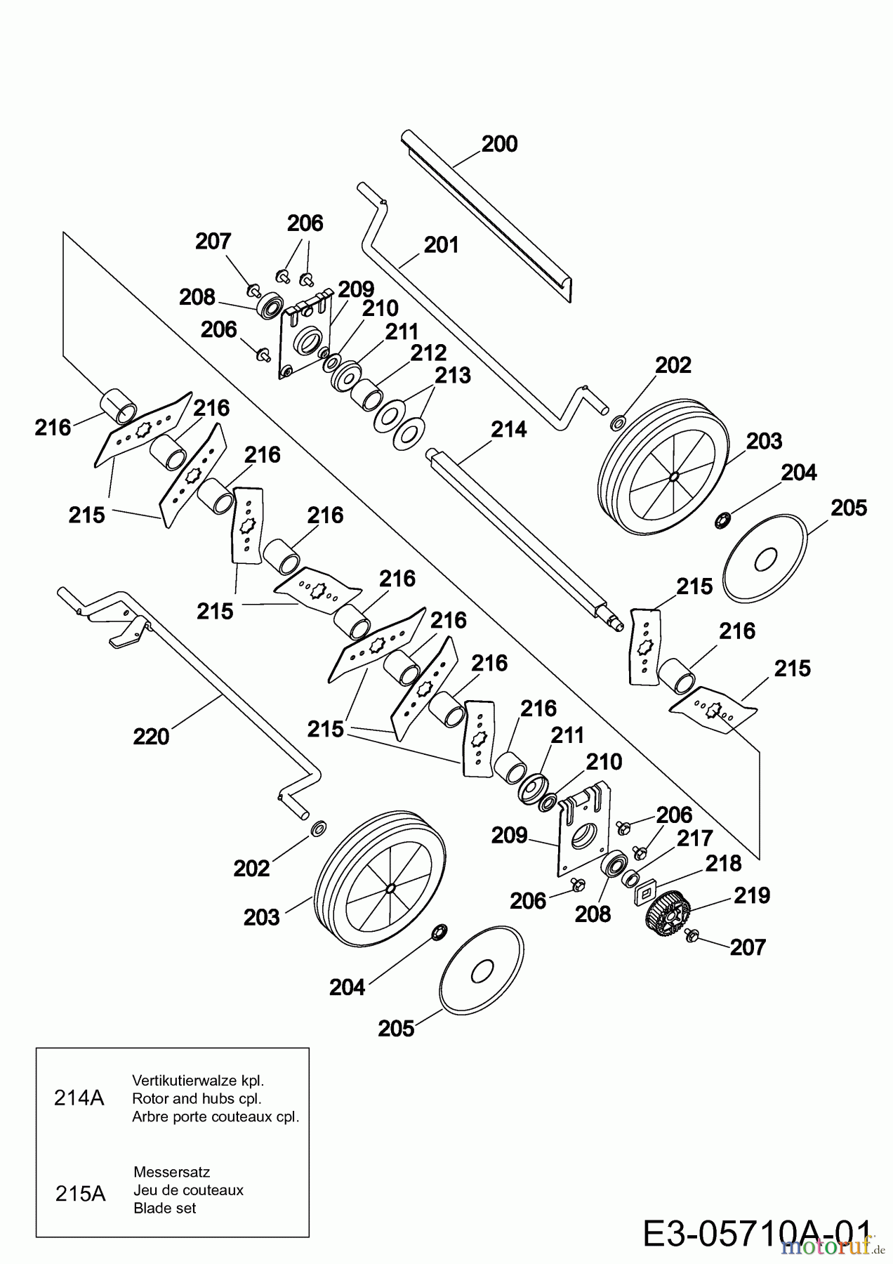  Wolf-Garten Elektrovertikutierer UV 32 EV 3632680 Serie M  (2010) Messerwalze, Räder