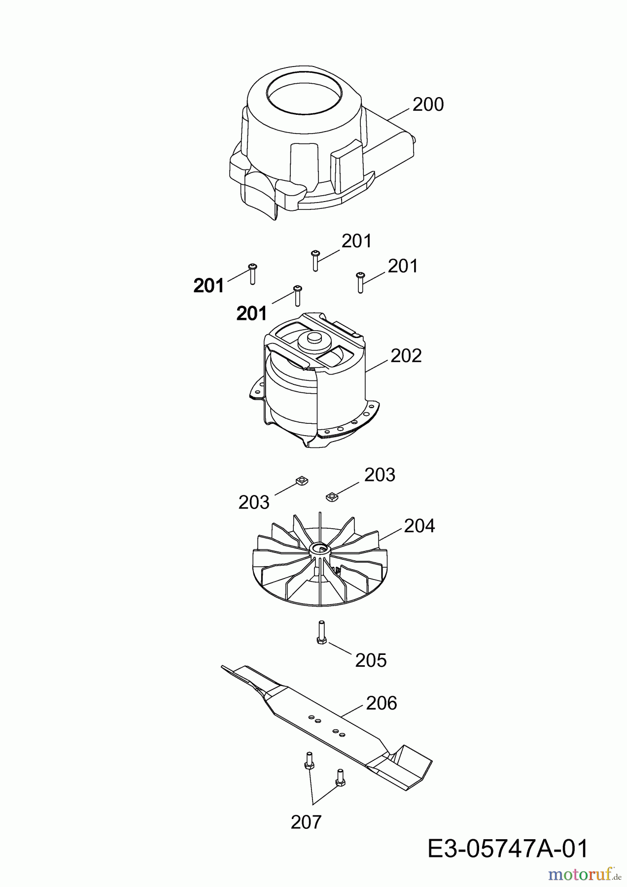Wolf-Garten Elektromäher 2.32 E-1 4905003 Serie J (2010) Messer, Messeraufnahme, Motor
