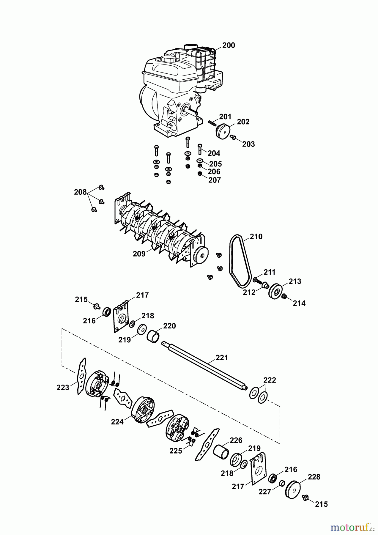  Wolf-Garten Motorvertikutierer UV 35 B 3635000 Serie G  (2010) Keilriemen, Messerwalze, Motor