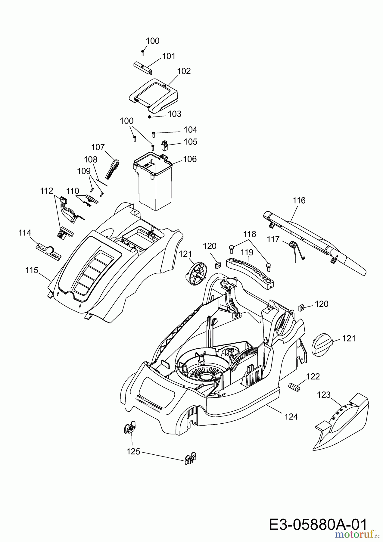 Wolf-Garten Akkumäher Li-Ion Power 34 4919000 Serie D (2010) Mähwerksgehäuse