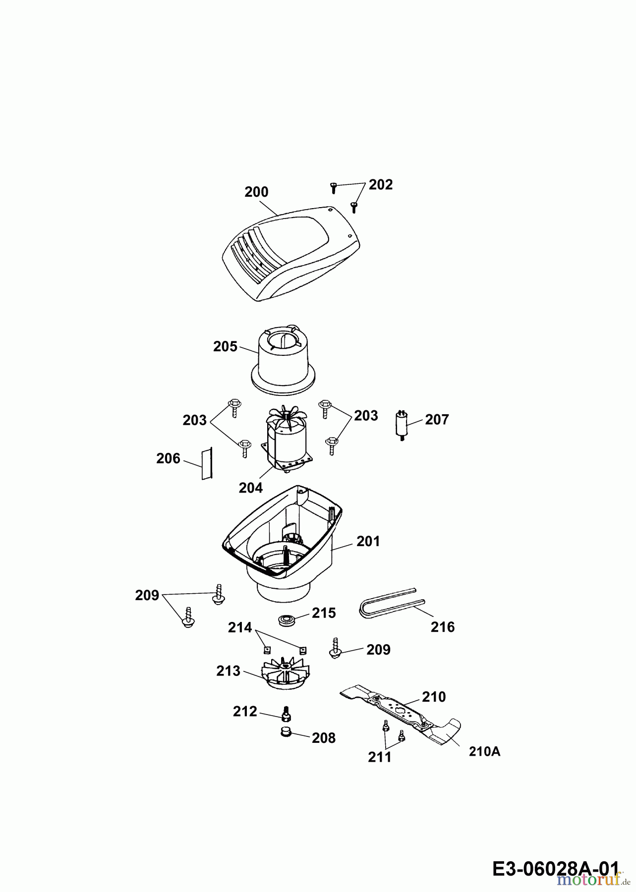 Wolf-Garten Elektromäher mit Antrieb Esprit 46 EA 4625000 Serie E  (2010) Messer, Messeraufnahme, Motor