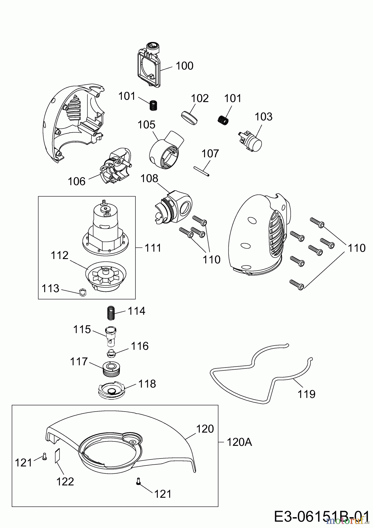  Wolf-Garten Akkutrimmer Li-Ion Power GT 815 7134880  (2012) Anbauteile, Motor