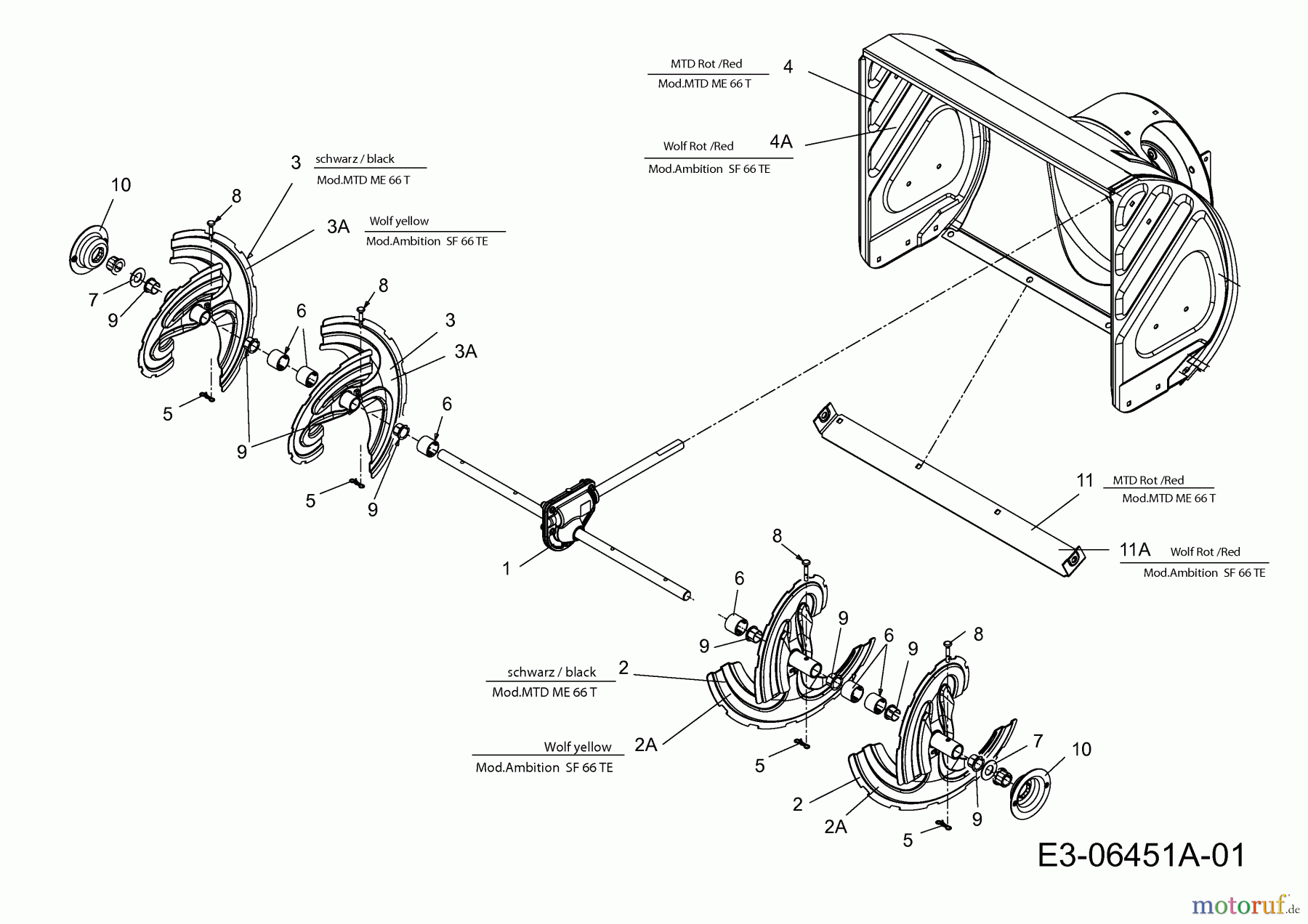  Wolf-Garten Schneefräsen Ambition SF 66 TE 31AY74S3650  (2013) Fräsgehäuse